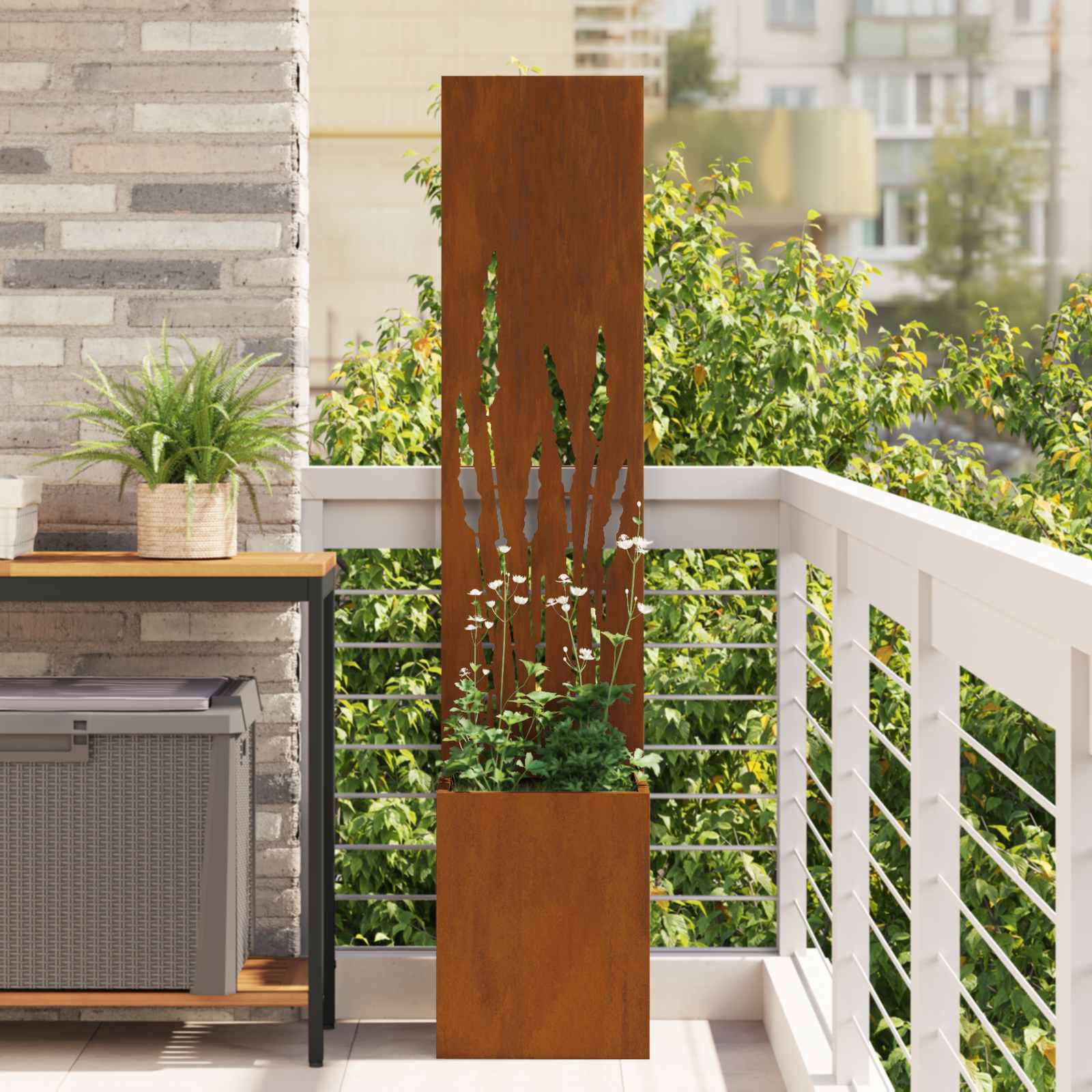 Tuin Privacy Screen Fretwerk Roestig 32 x 150 cm Cortenstaal