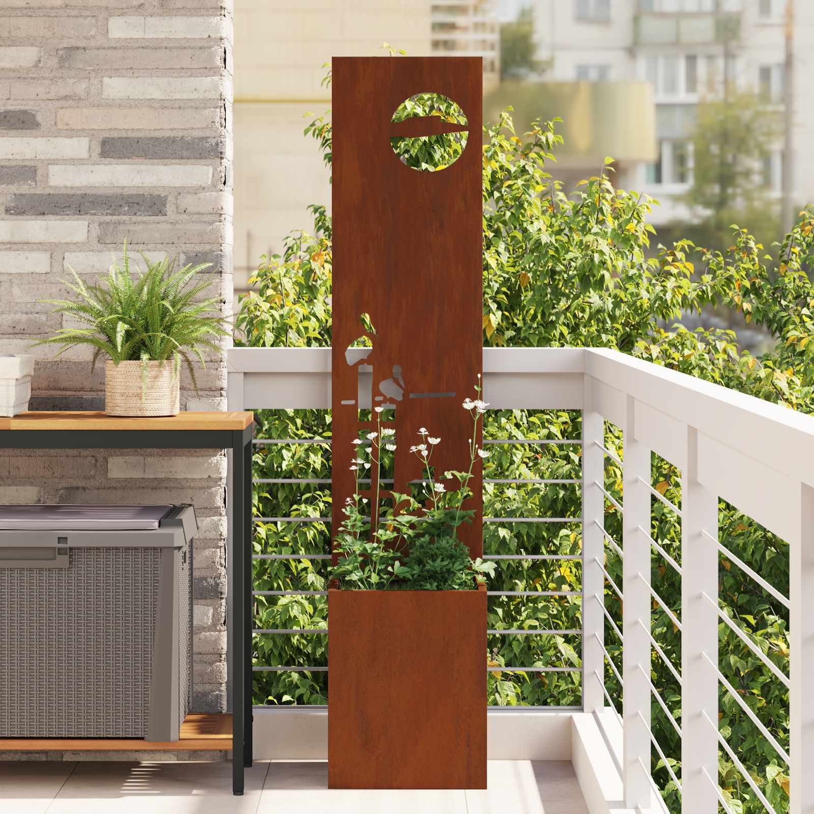 Tuin Privacy Screen Fretwerk Roestig 32 x 150 cm Cortenstaal