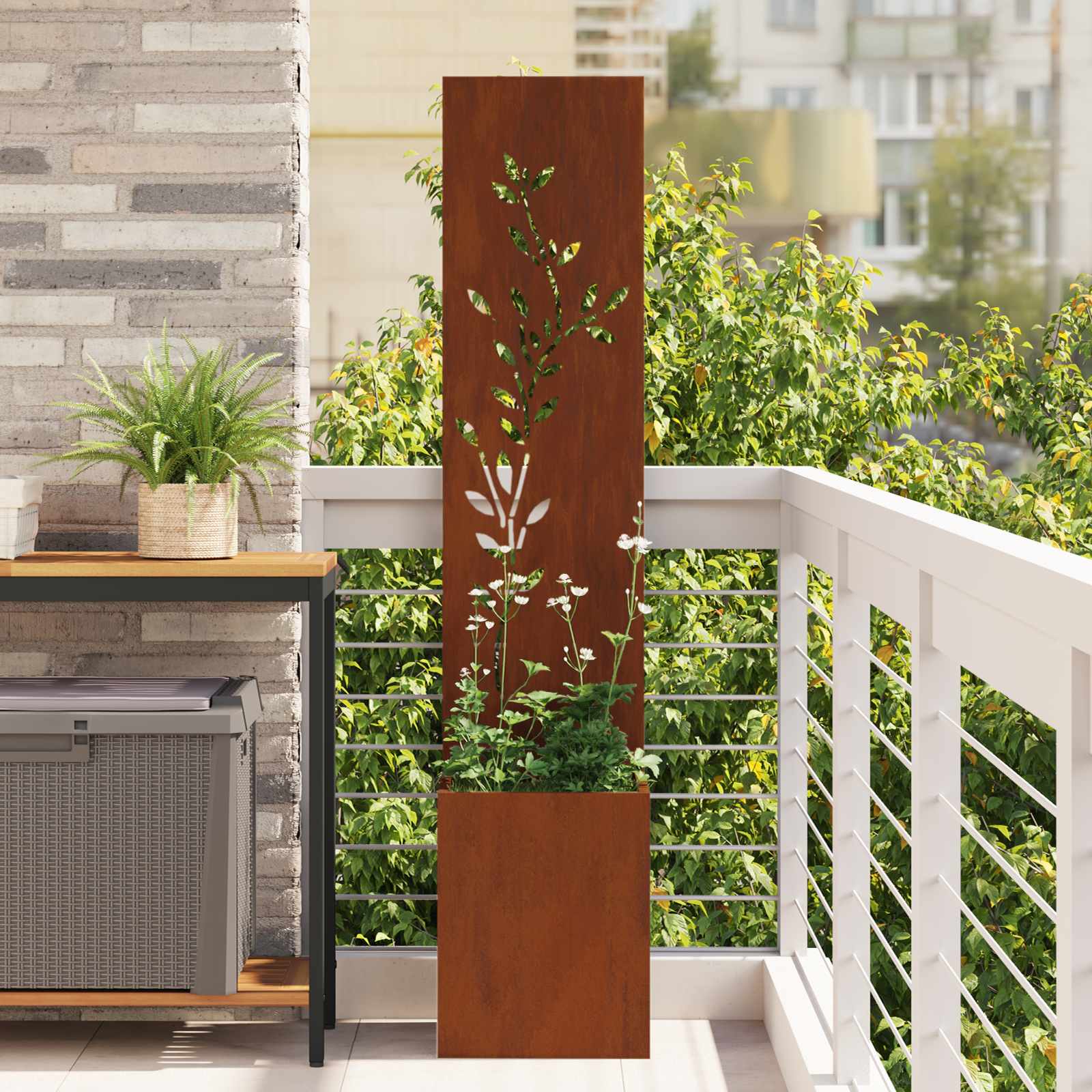Tuin Privacy Screen Roestig 32 x 32 x 150 cm Cortenstaal