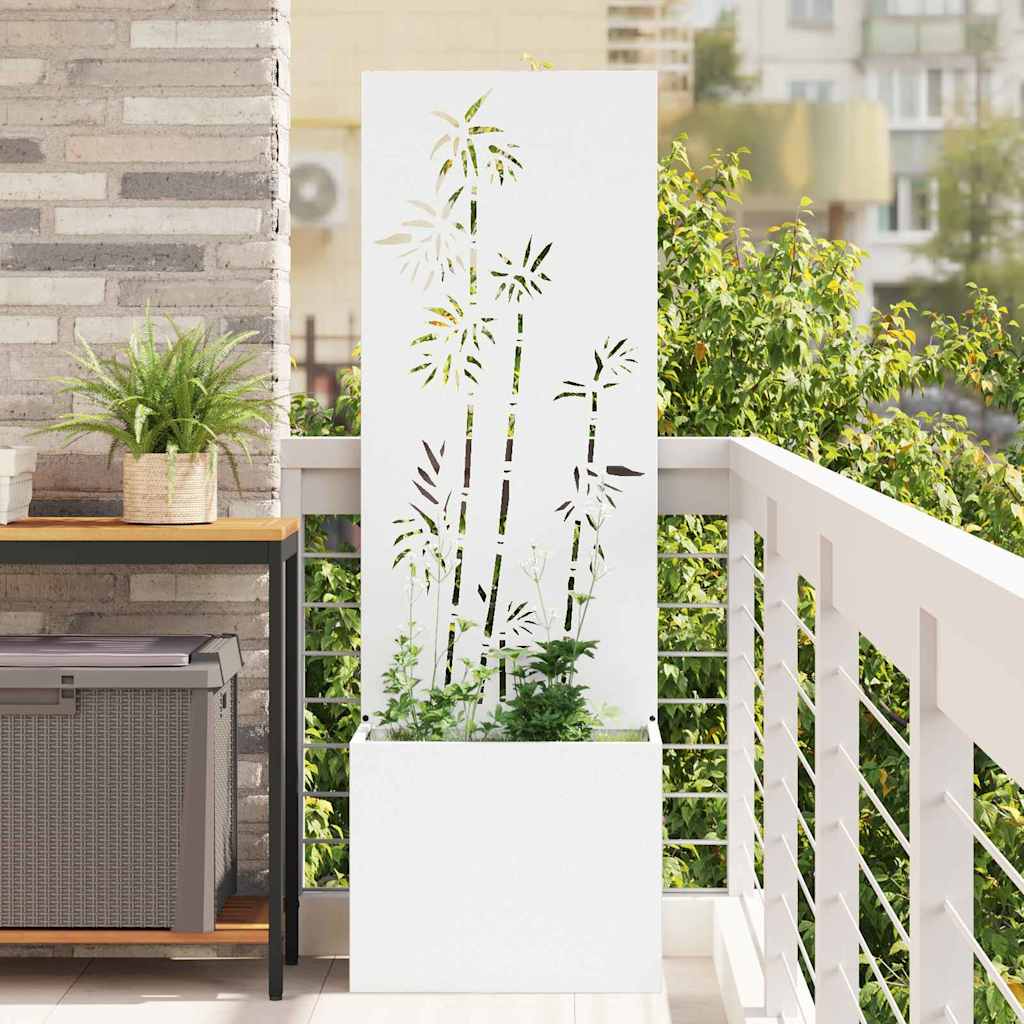 Tuin Privacy Screen Bloemen Wit 50 x 150 cm Koudgewalst staal