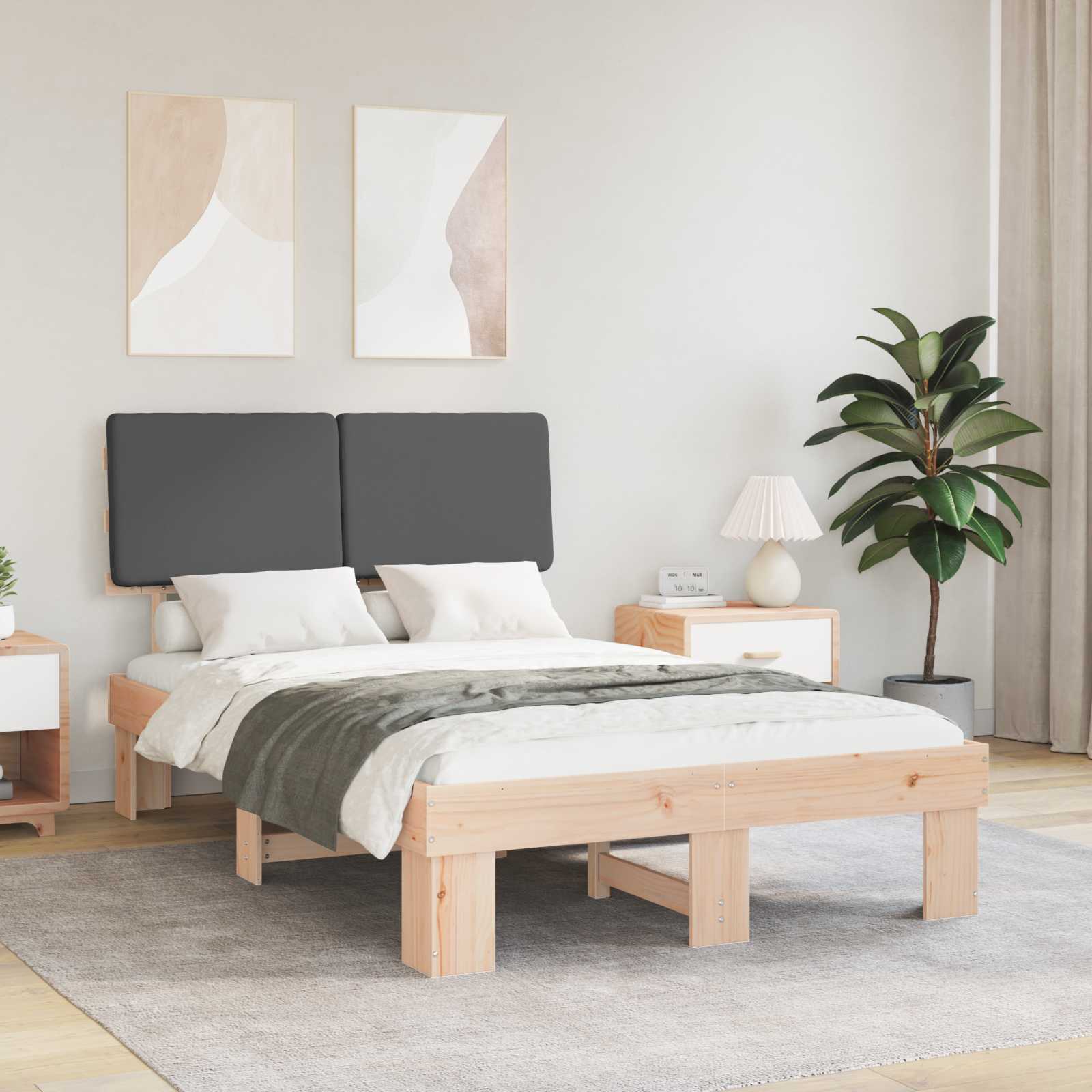 Bedframe met Gevoerd Hoofdgedeelte Donkergrijs 120 x 200 cm – afbeelding 1