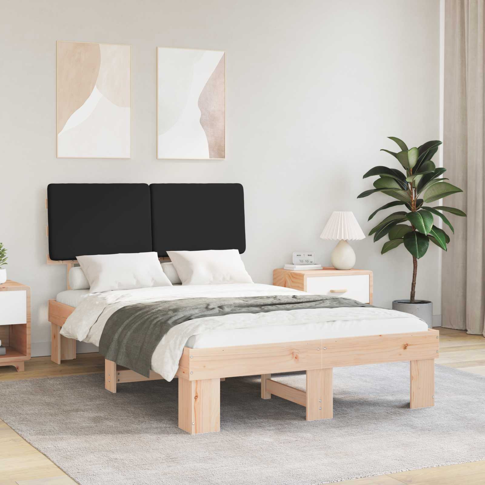 Bedframe met Gevoerd Hoofdgedeelte Zwart 120 x 200 cm – afbeelding 1
