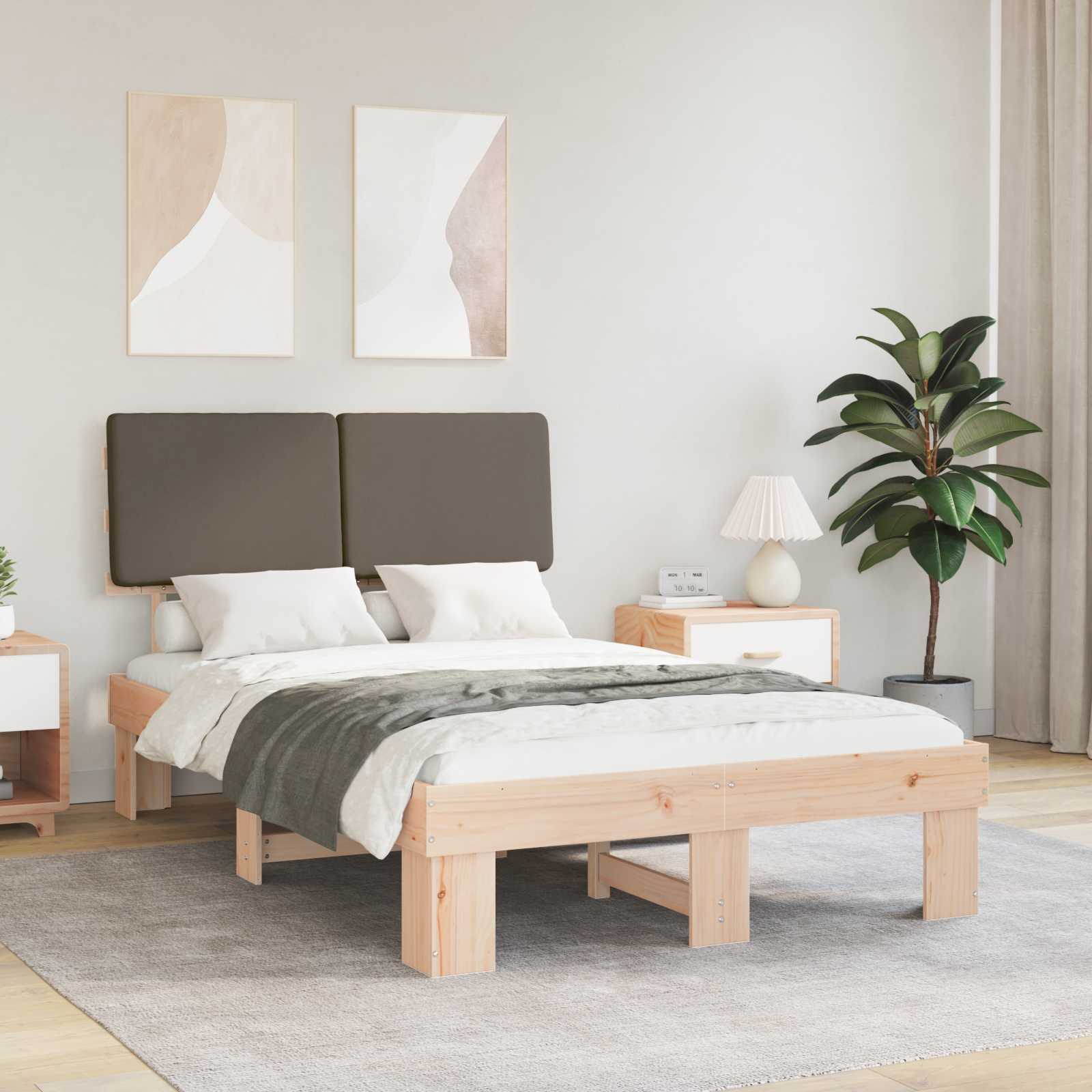 Bedframe met Gevoerd Hoofdgedeelte Taupe 120 x 200 cm – afbeelding 1