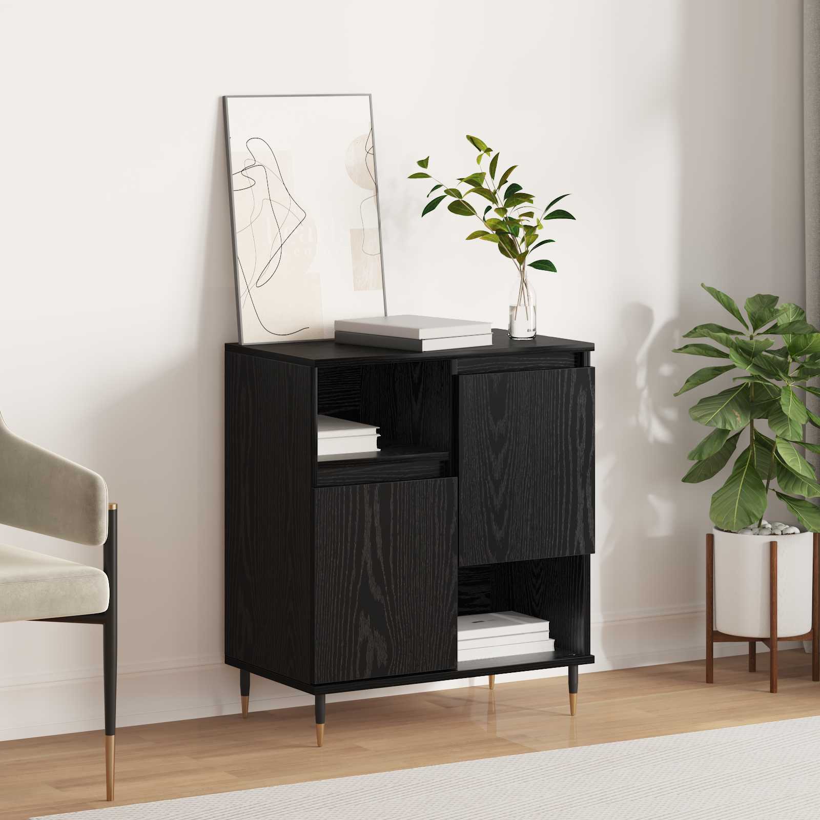 Dressoir Zwart Eiken 60 x 35 x 70 cm