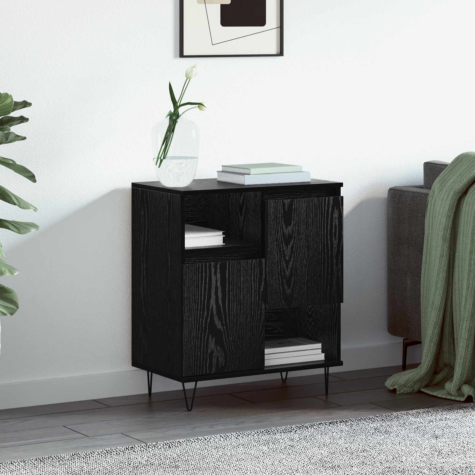 Dressoir Zwart Eiken 60 x 35 x 70 cm