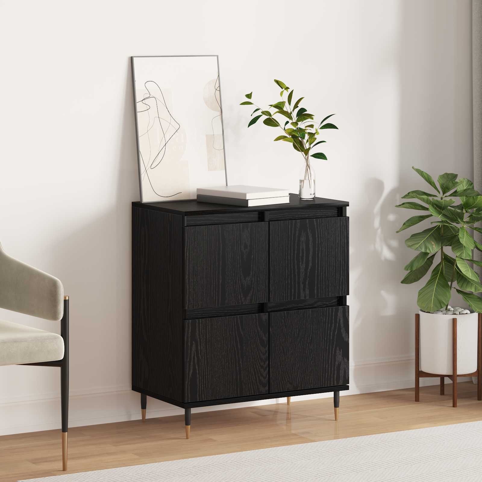 Dressoir Zwart Eiken 60 x 35 x 70 cm