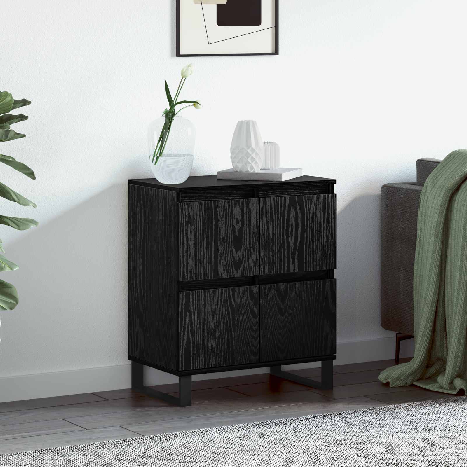 Dressoir Zwart Eiken 60 x 35 x 70 cm
