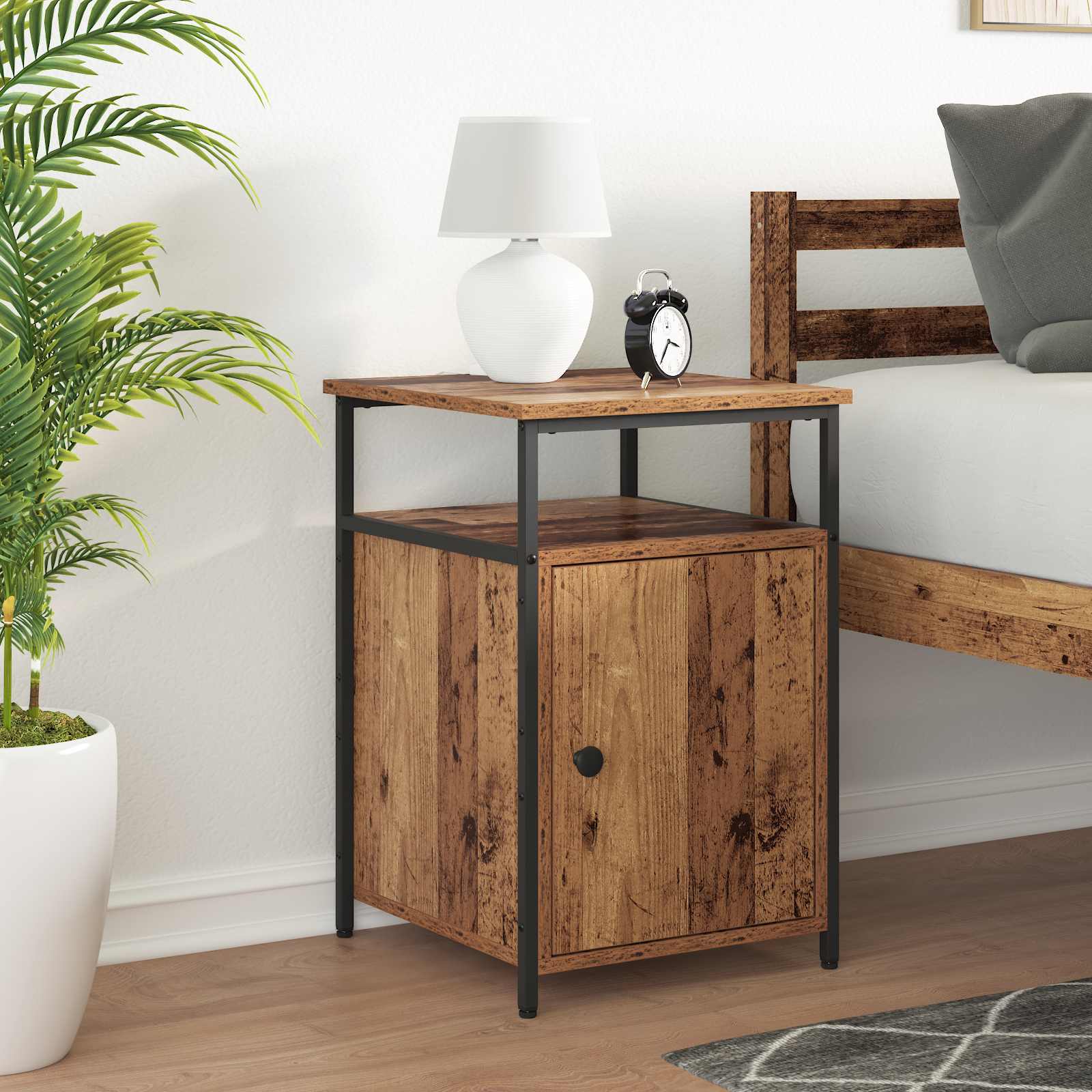 Nachtkastje met lade 2 pcs Oud hout Bewerkt hout