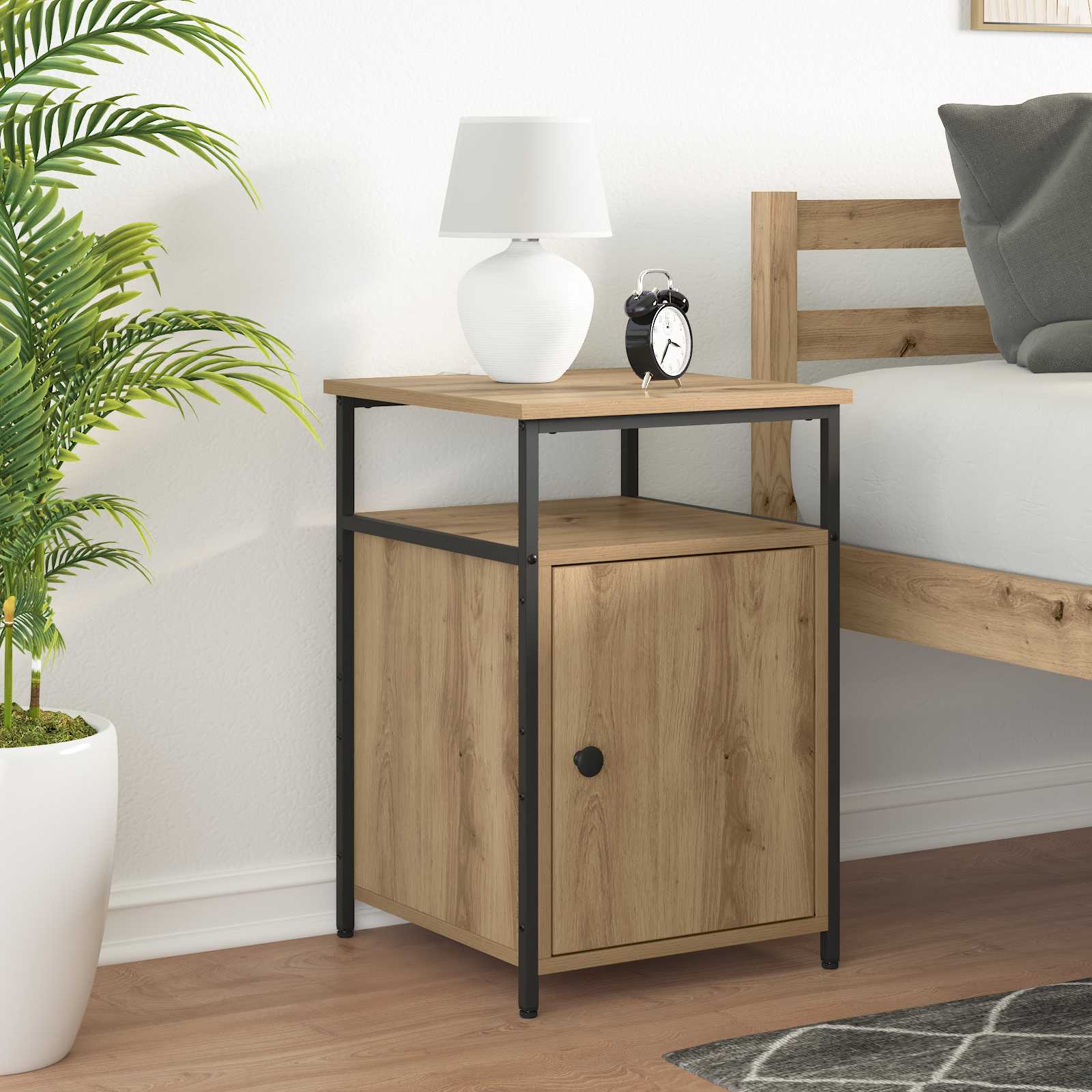 Nachtkastje 2 st artisanaal eikenkleurig Bewerkt hout