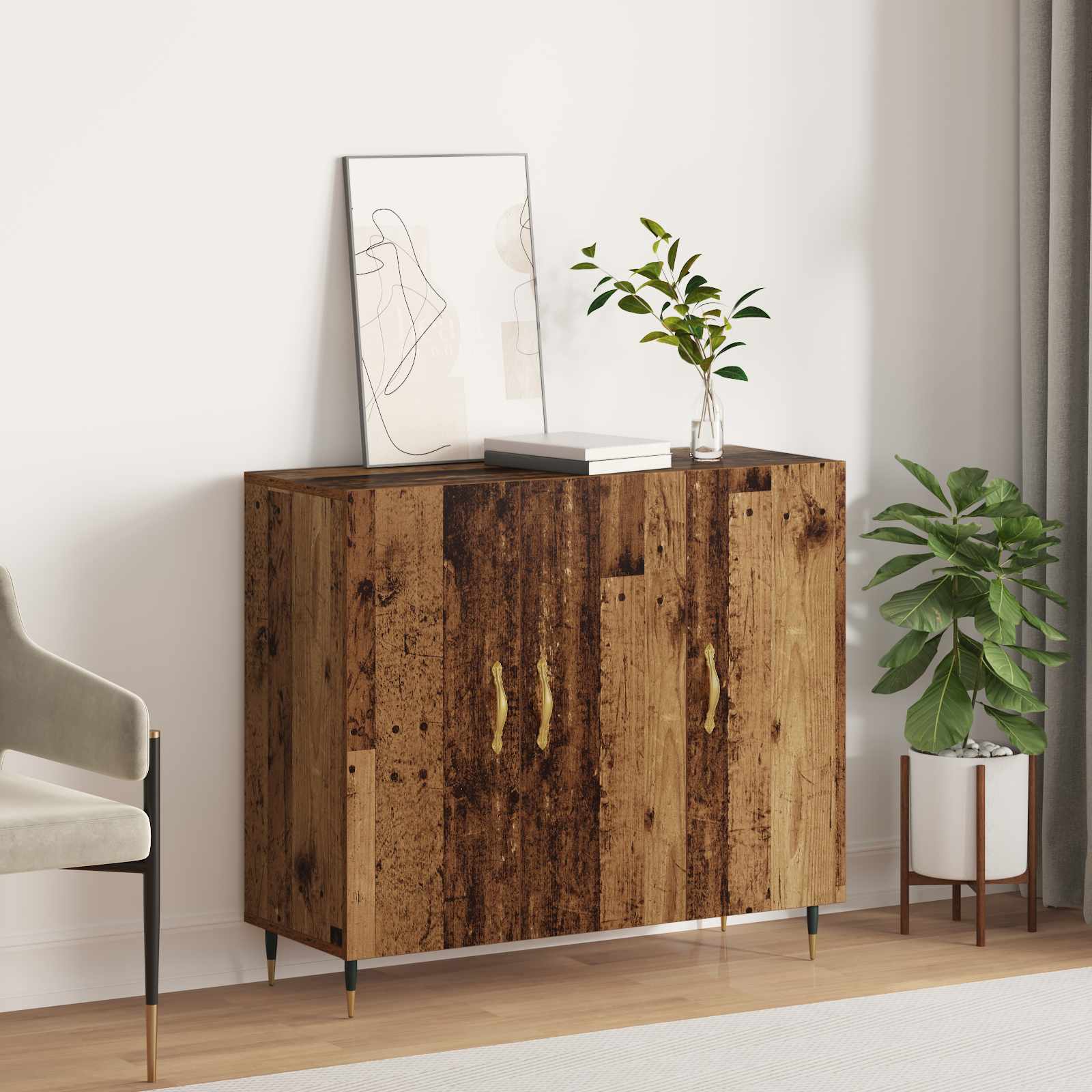 Dressoir Oudhout 90 x 34 x 80 cm Bewerkt hout