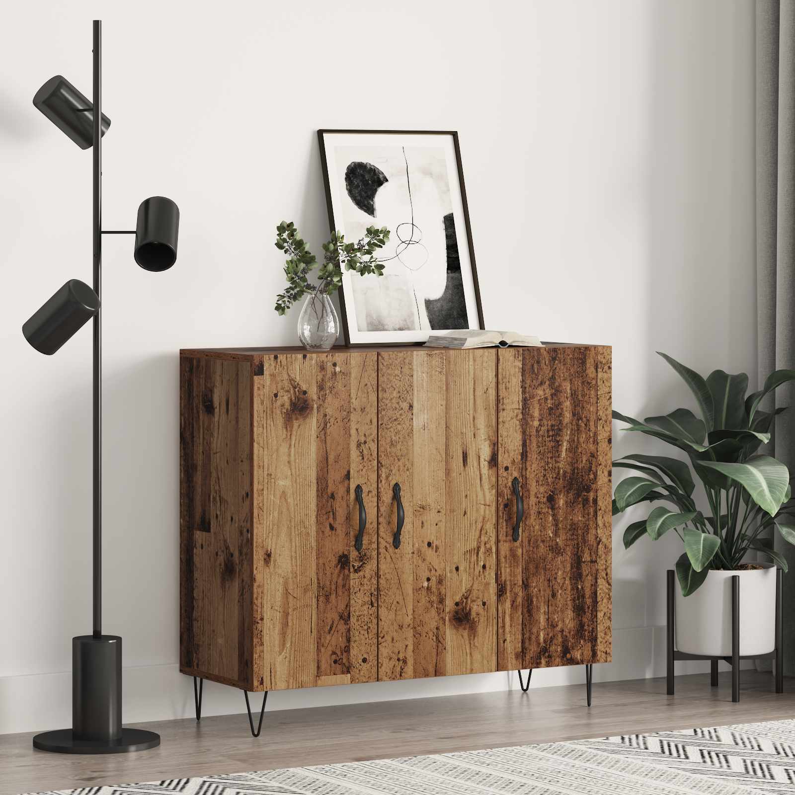 Dressoir Oudhout 90 x 32,5 x 80 cm Bewerkt hout