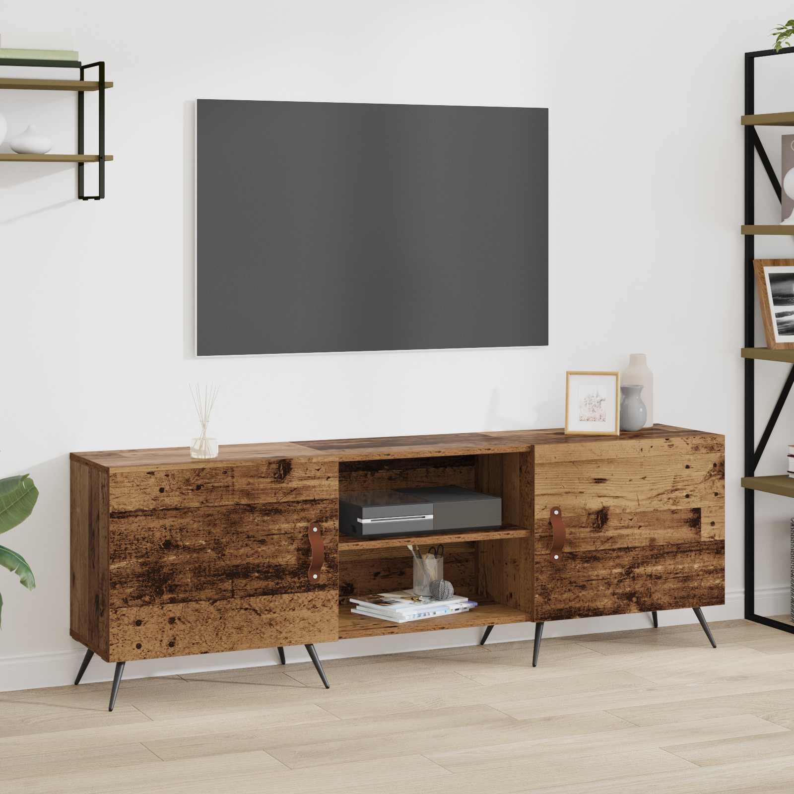 TV-kast Oud hout 150 x 30 x 50 cm Bewerkt hout – afbeelding 1