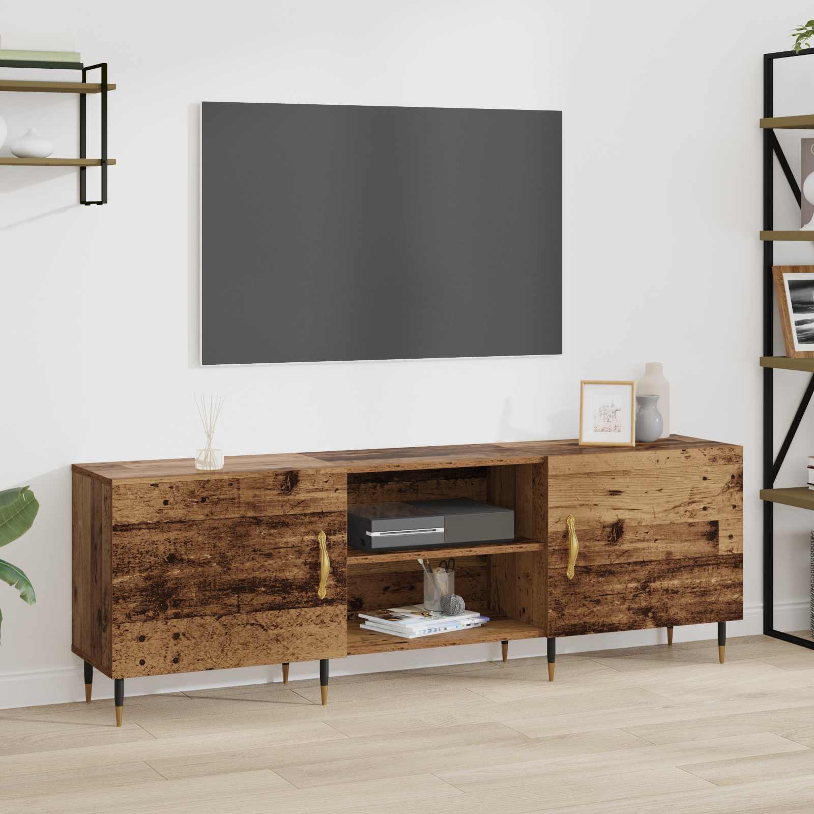 TV-kast Oud hout 150 x 30 x 50 cm Bewerkt hout – afbeelding 1