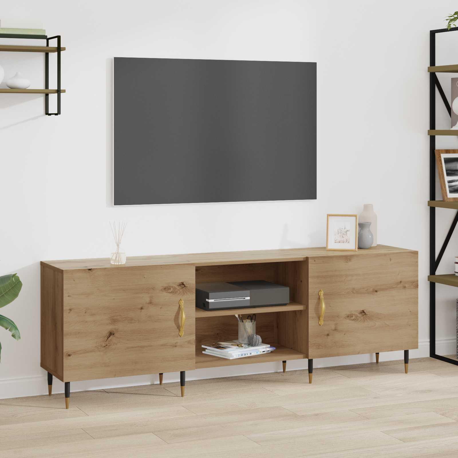 TV-kast 150 x 30 x 50 cm artisanaal eikenkleurig Bewerkt hout