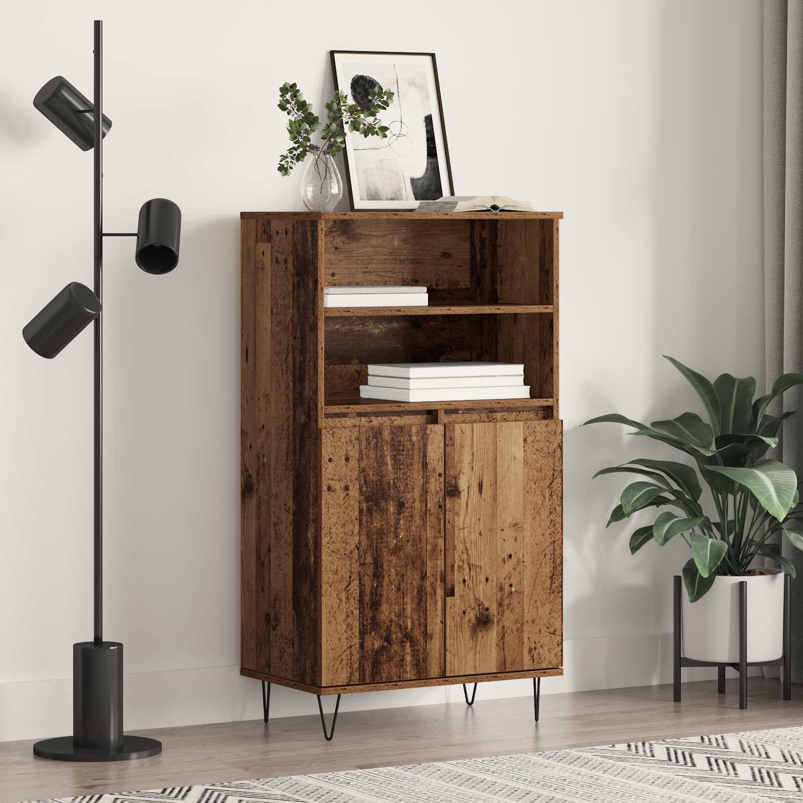 Highboard Bruin 60 x 36 x 110 cm Bewerkt hout
