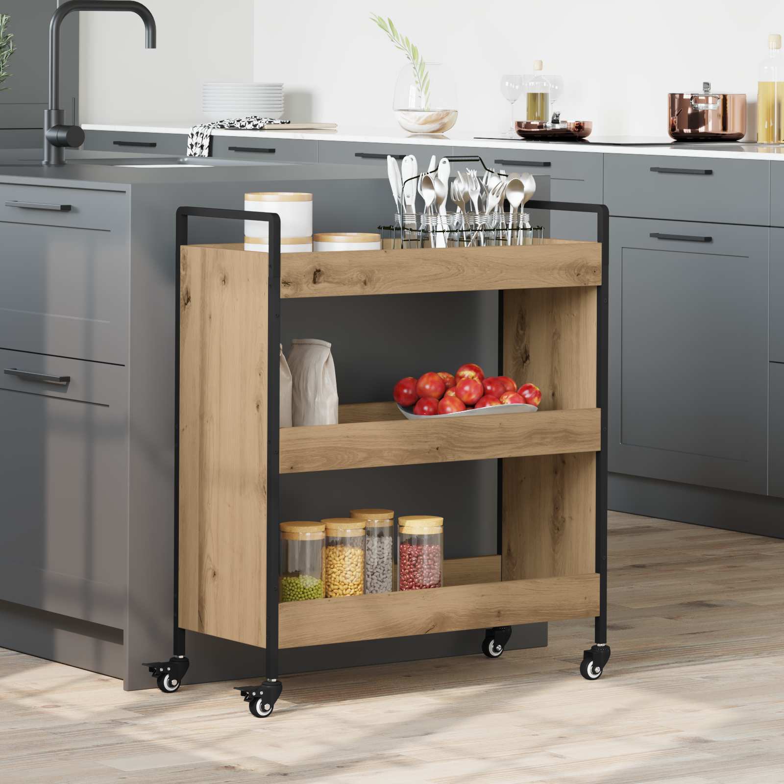 Keuken Trolley Artisan Eiken 70 x 30 x 82 cm Bewerkt hout