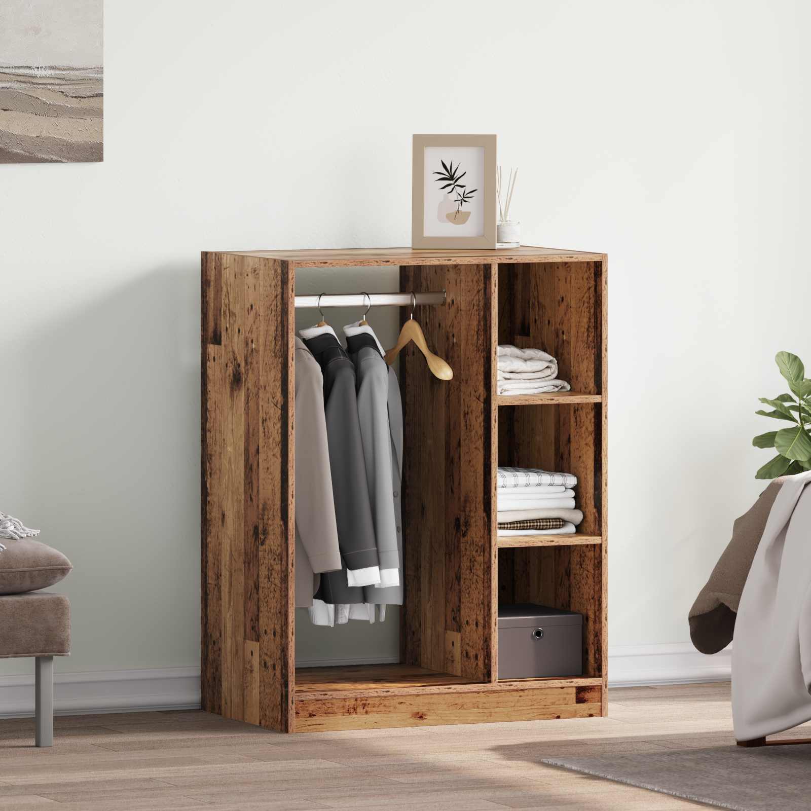 Kledingkast met plank met opslag Oudhout 77 x 48 x 102 cm