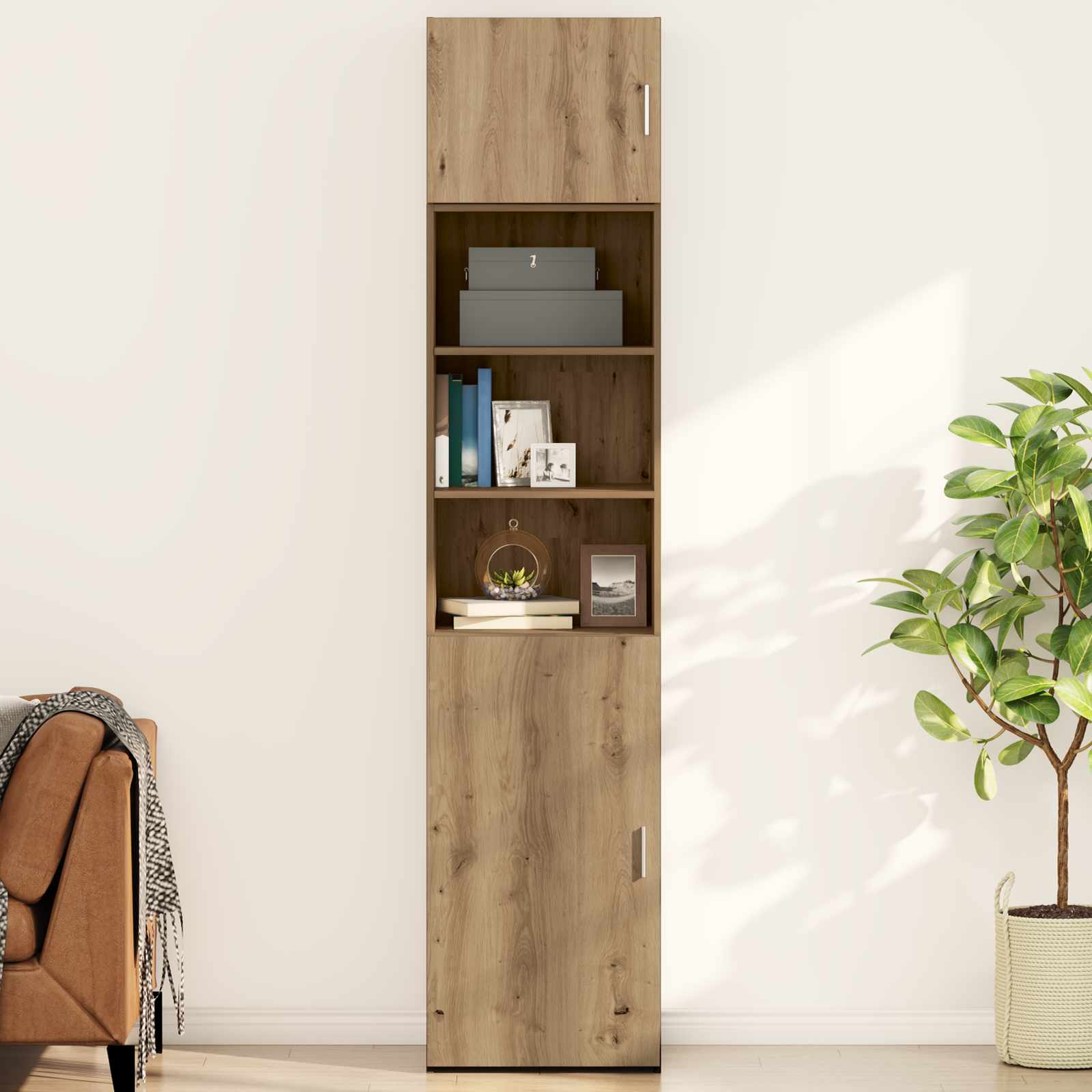 Wandkast artisanaal eikenkleurig 50 x 42.5 x 40 cm Bewerkt hout