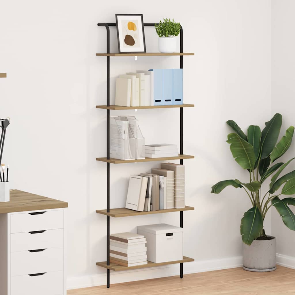 Boekenkast 5-laags 60 x 24 x 168 cm Bewerkt hout Artisan Eiken