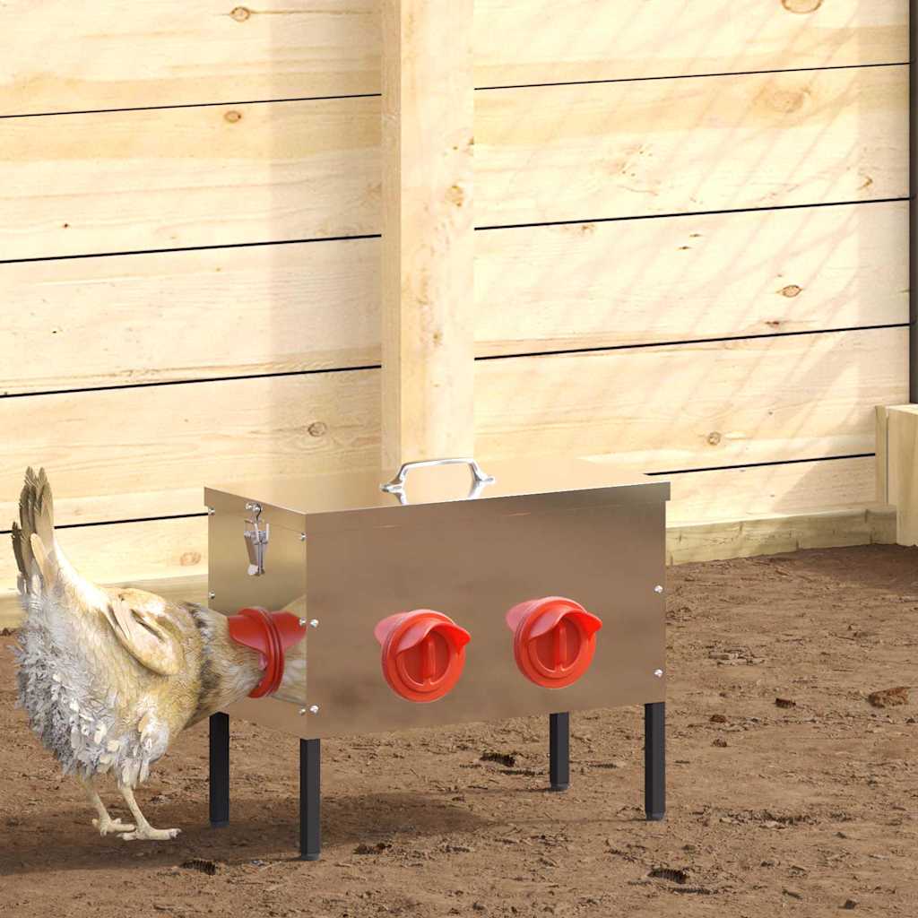Kip voerbak 2 pcs Zilver 41,5 x 20,5 x 33 cm