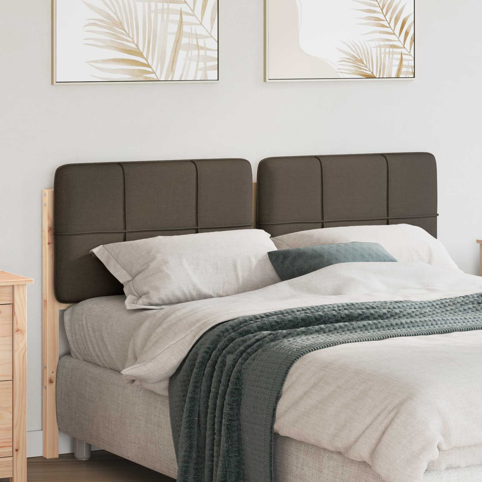 Gestoffeerd hoofdbord Bruin en Taupe 150 cm Massief grenenhout – afbeelding 1