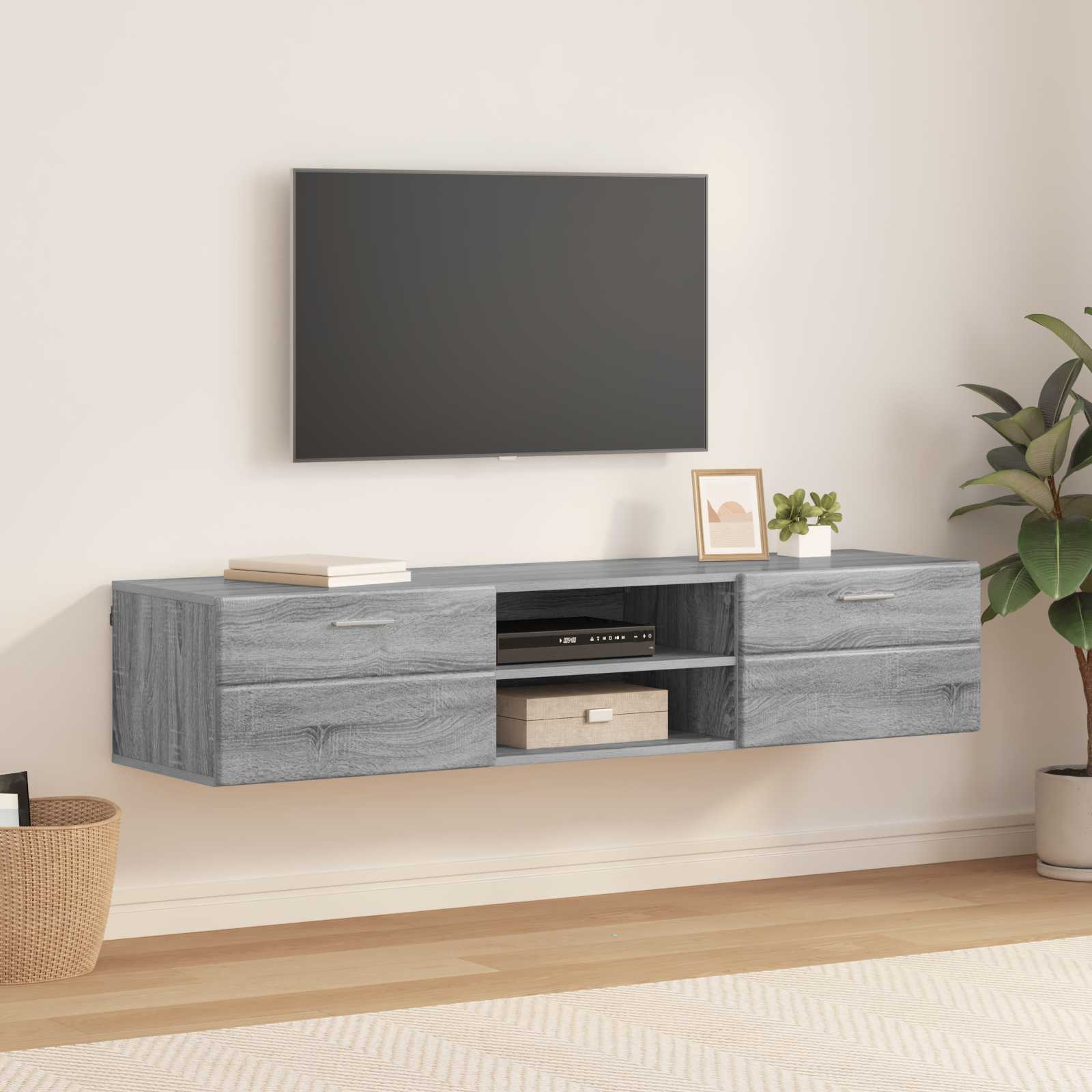 Houten Kast met lade Grijs Sonoma 150 x 39 x 30 cm Bewerkt hout