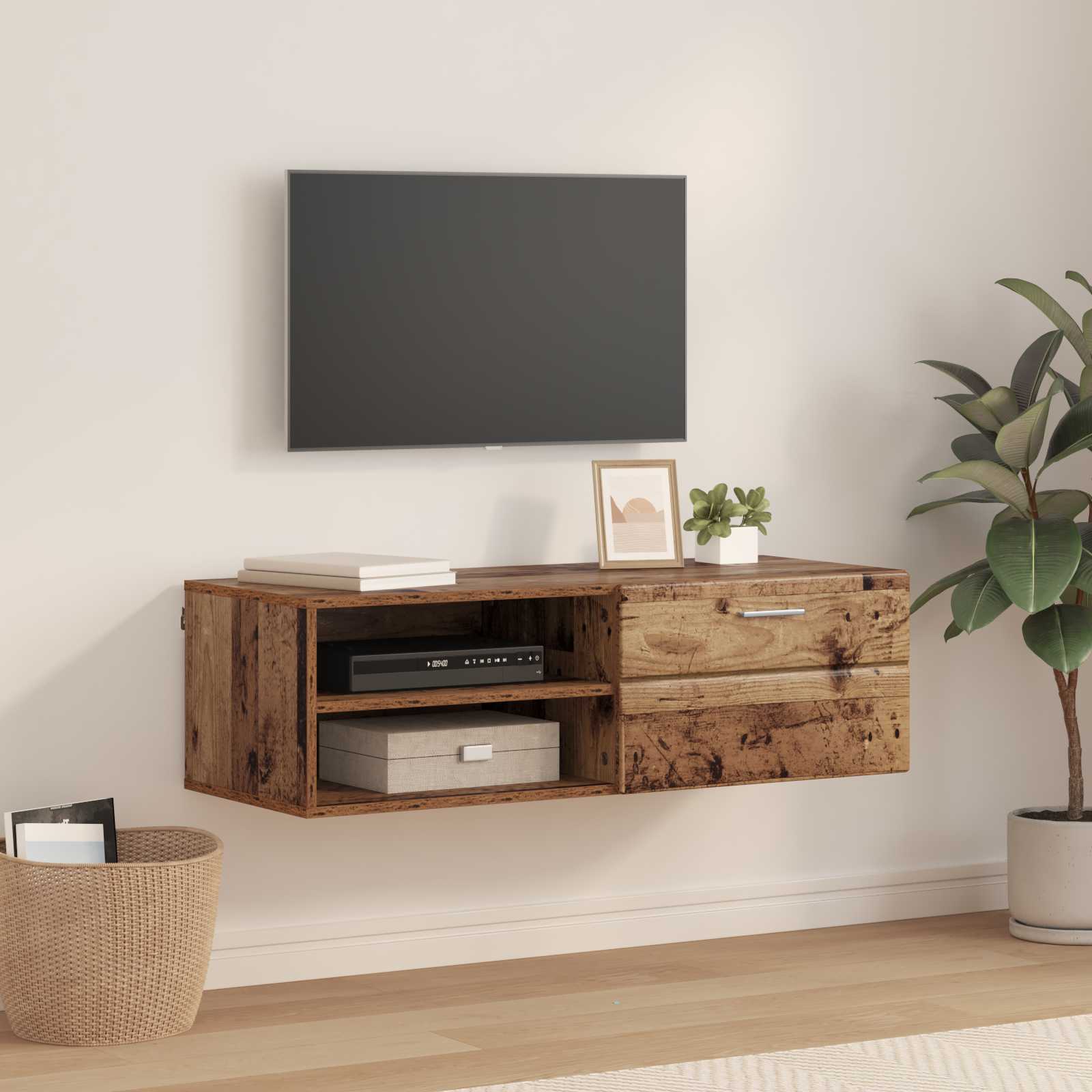Houten Kast met lade Oudhout 100,5 x 39 x 30 cm Bewerkt hout