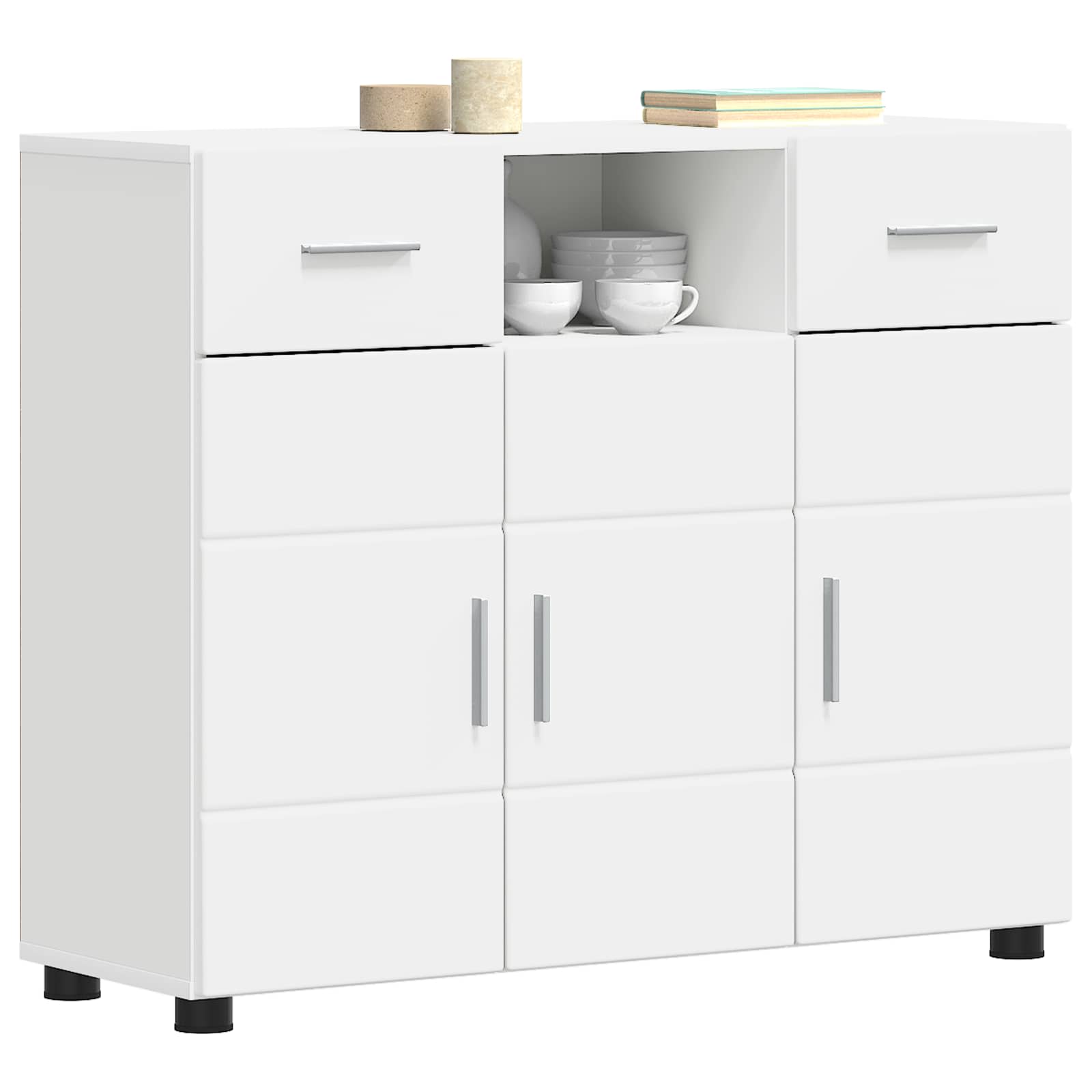 Houten Kast met lade Wit 88,5 x 30,5 x 73 cm Bewerkt hout – afbeelding 3