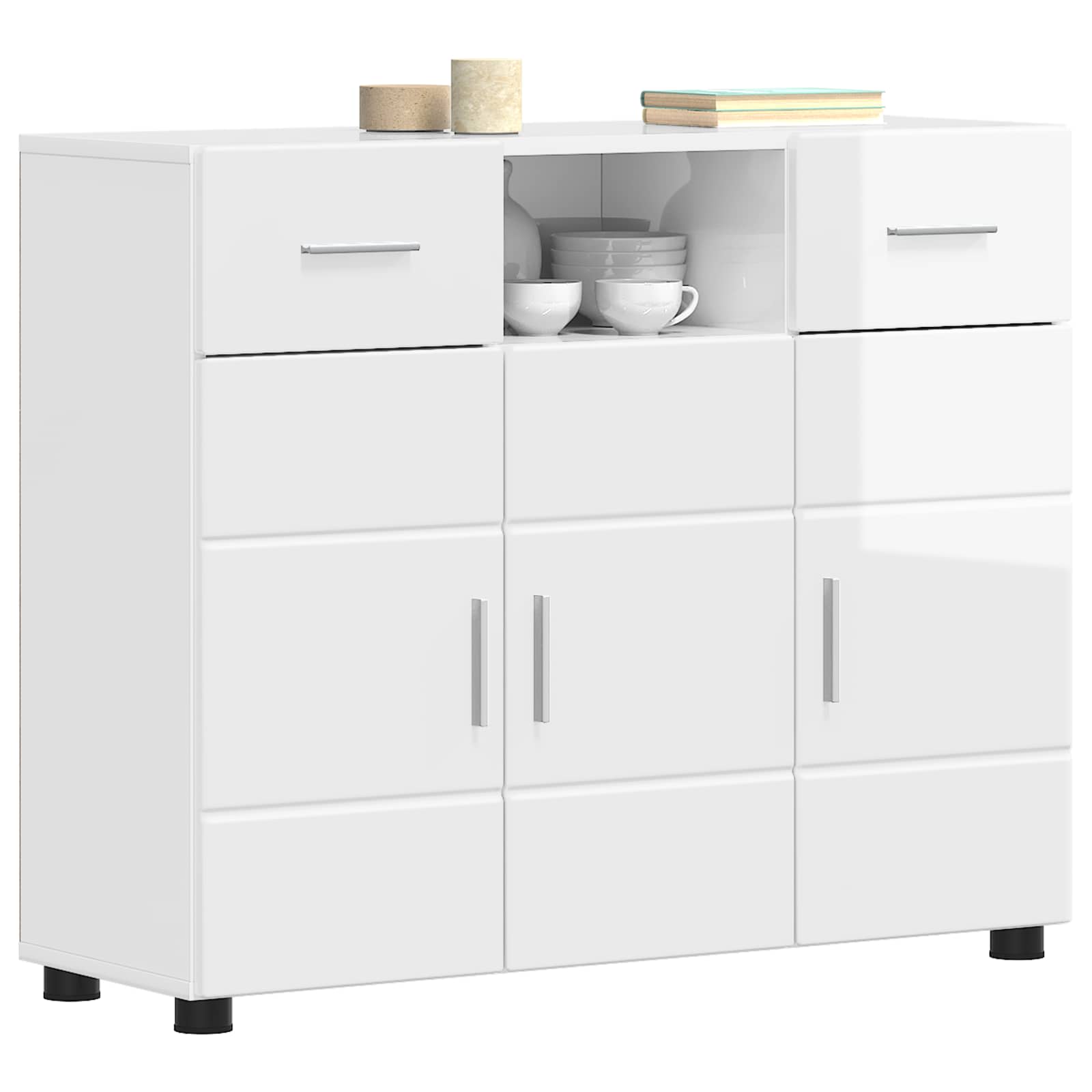 Houten Kast Hoogglans wit 88,5 x 30,5 x 73 cm Bewerkt hout – afbeelding 3