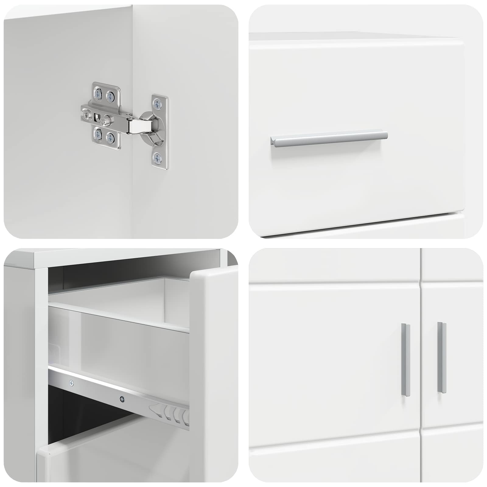 Houten Kast Hoogglans wit 88,5 x 30,5 x 73 cm Bewerkt hout – afbeelding 9