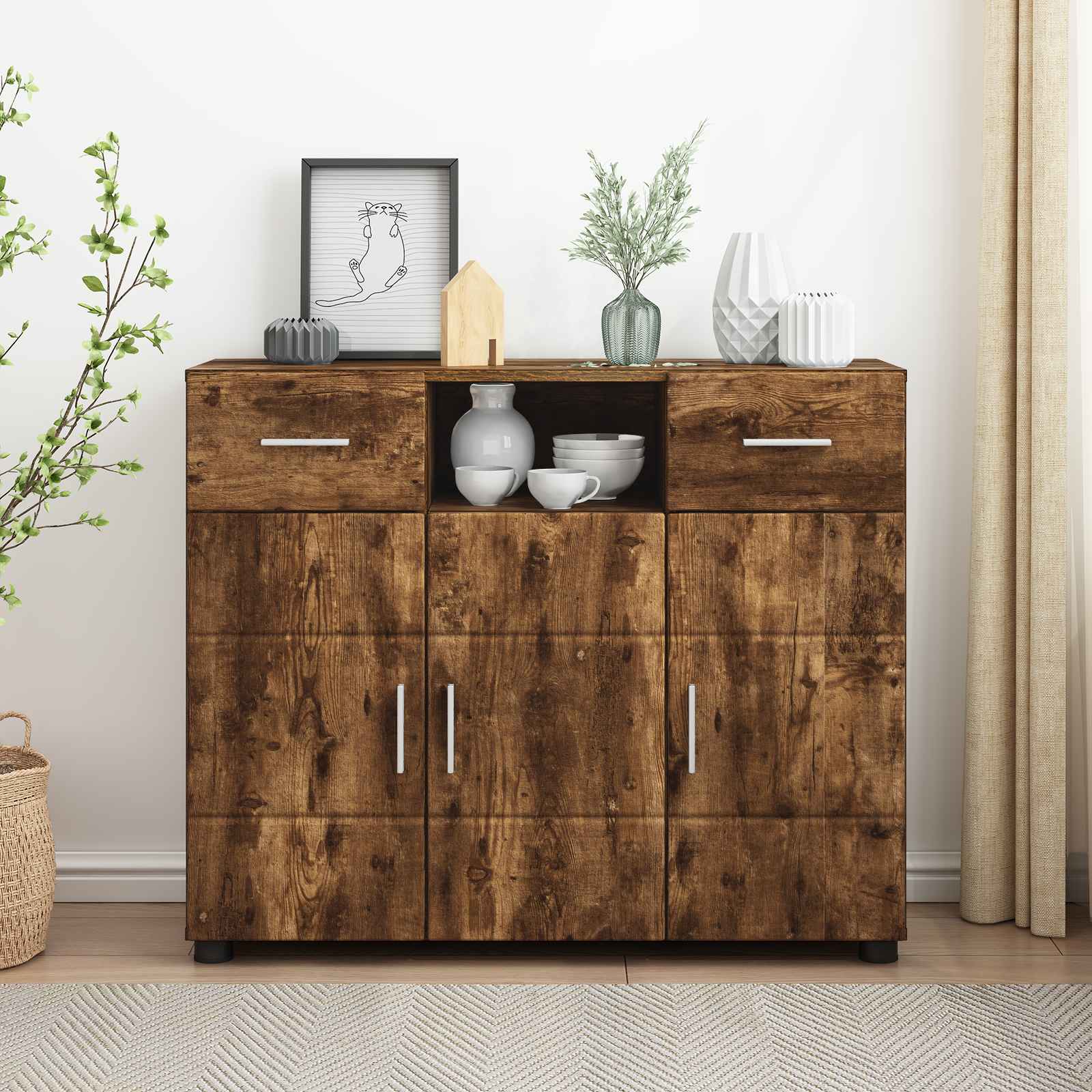Houten Kast Gerookt eiken 88,5 x 30,5 x 73 cm Bewerkt hout