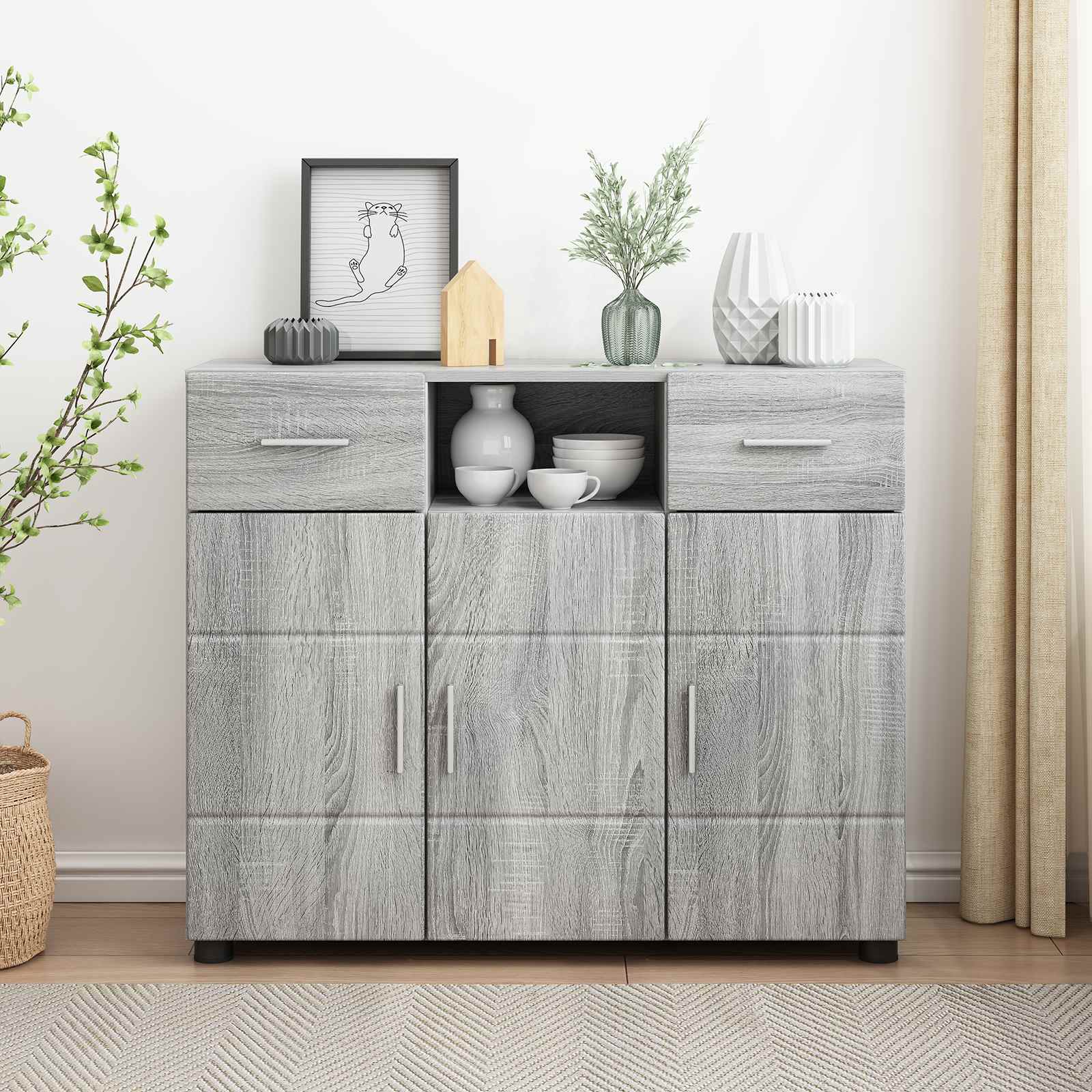 Houten Kast Grijs Sonoma 88,5 x 30,5 x 73 cm Bewerkt hout