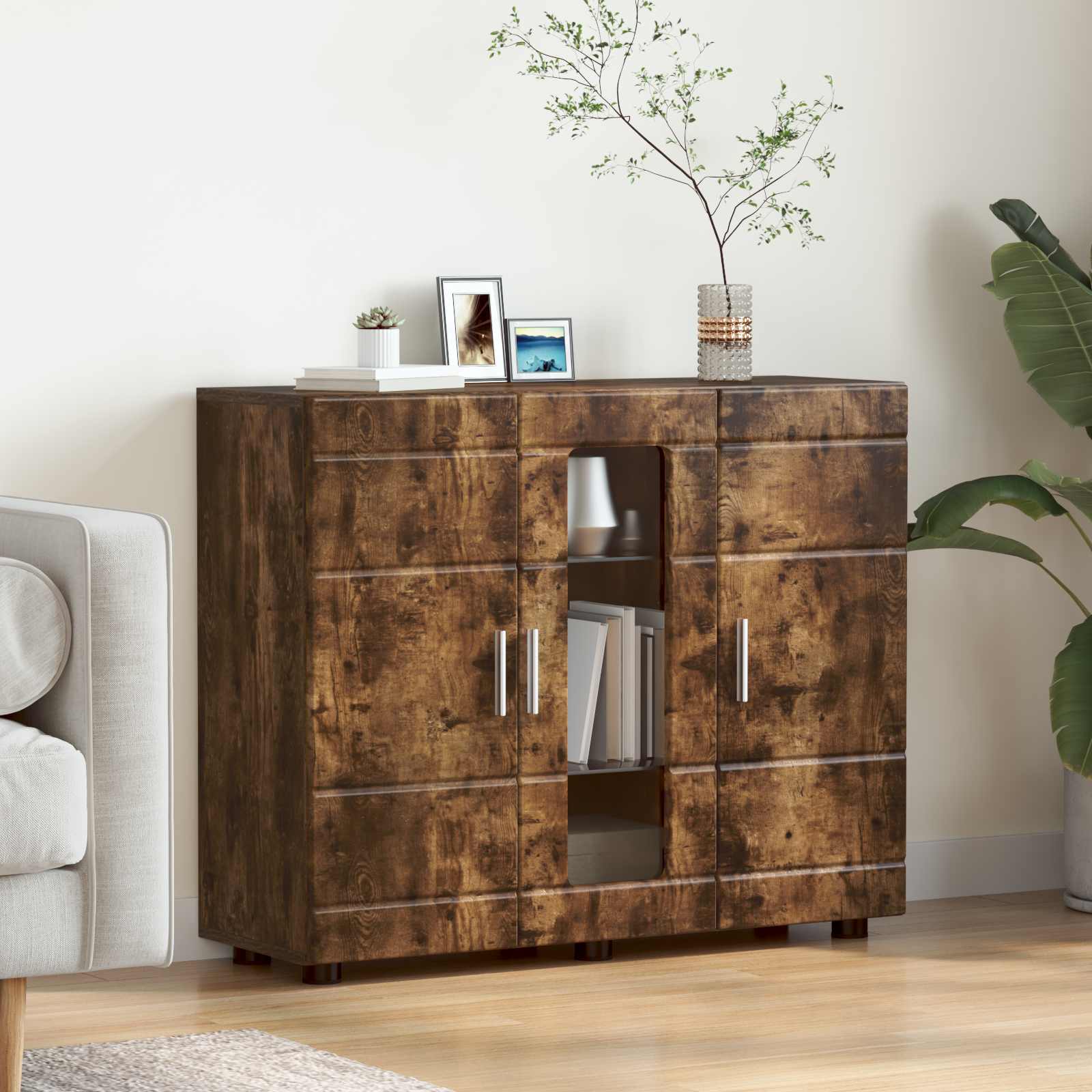 Houten Kast Gerookt eiken 88,5 x 30,5 x 73 cm Bewerkt hout – afbeelding 1