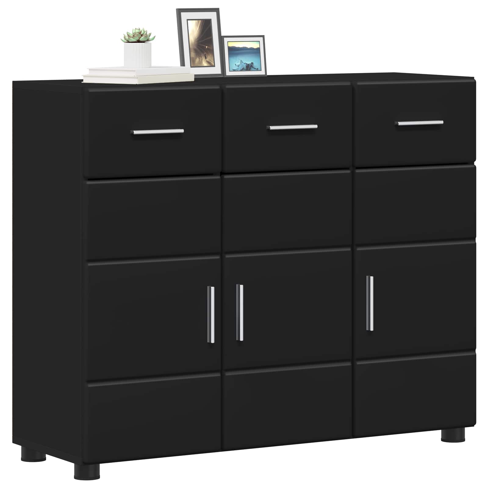 Dressoir FLORIN Zwart 88,5 x 30,5 x 73 cm Bewerkt hout – afbeelding 3