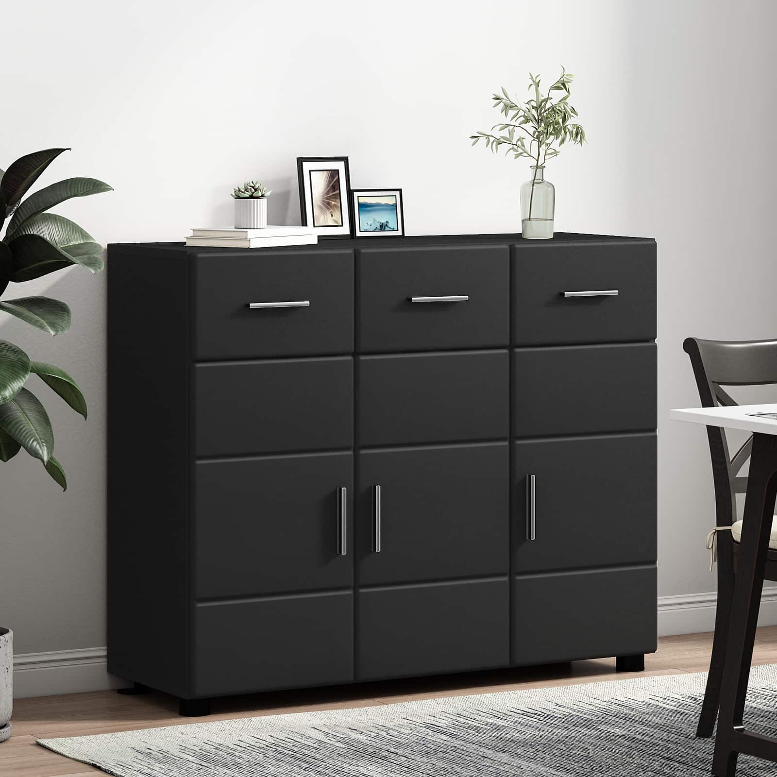 Dressoir FLORIN Zwart 88,5 x 30,5 x 73 cm Bewerkt hout – afbeelding 4