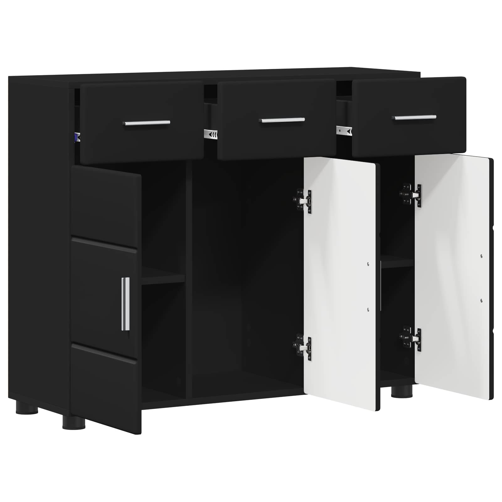 Dressoir FLORIN Zwart 88,5 x 30,5 x 73 cm Bewerkt hout – afbeelding 5