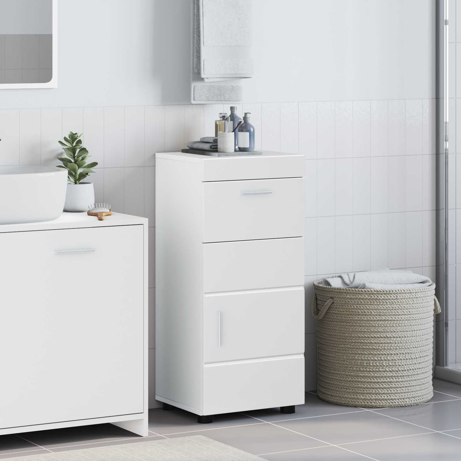 Badkamerkastenset TULUM Wit 37 x 31,5 x 82 cm Bewerkt hout