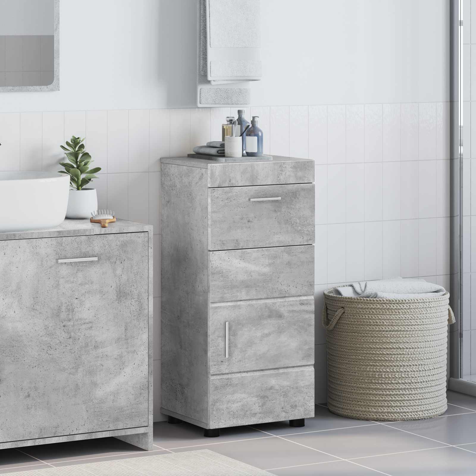 Badkamerkastenset met lade TULUM Beton Grijs 37 x 31,5 x 82 cm