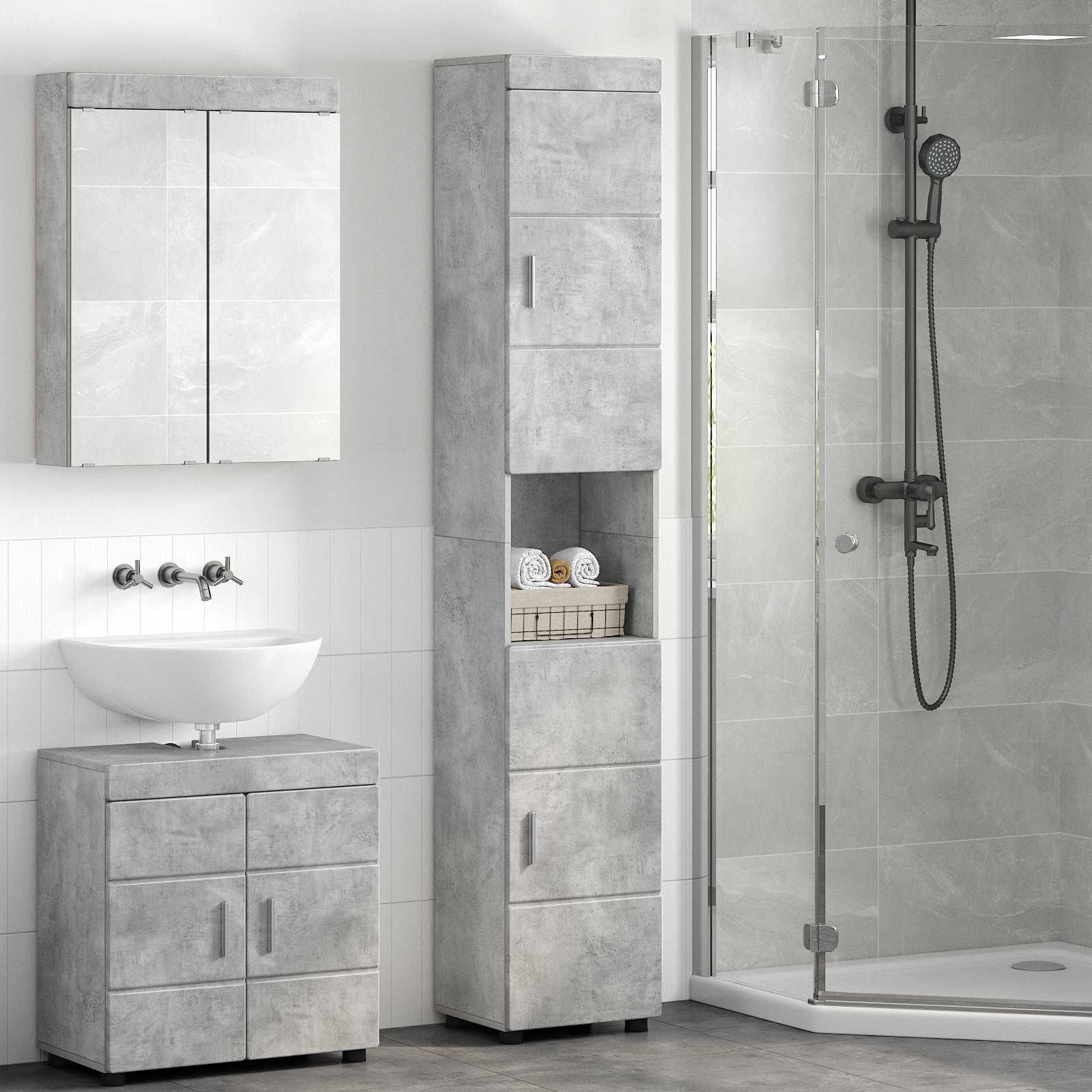 Badkamerkastenset TULUM Beton Grijs 37 x 31,5 x 203 cm