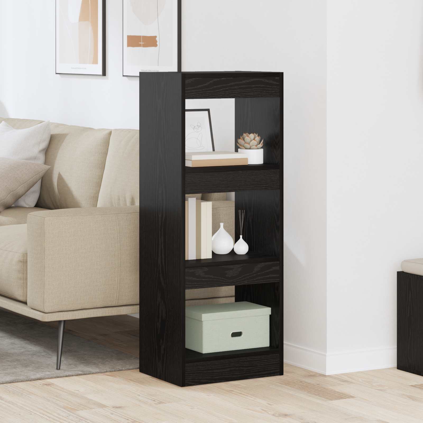 Boekenkast Zwart eiken 37 x 30 x 103 cm Bewerkt hout