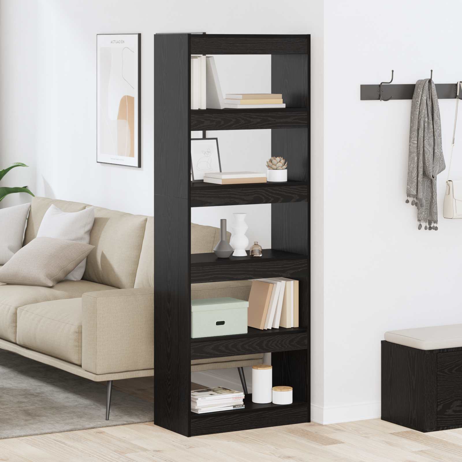 Boekenkast Zwart eiken 60 x 30 x 166 cm Bewerkt hout