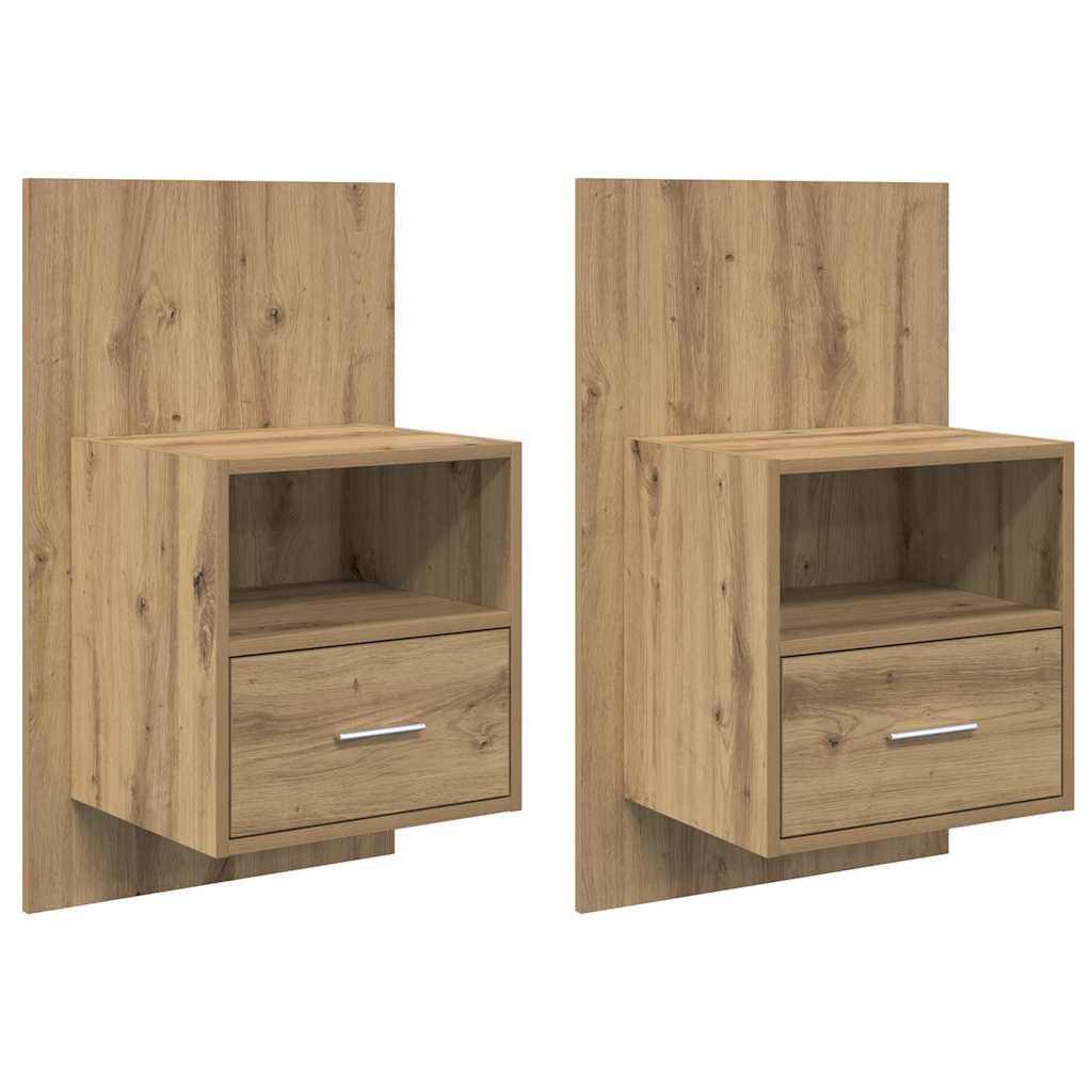 Nachtkastje 2 st Artisan Eiken 50 x 32,5 x 80cm Bewerkt hout – afbeelding 2