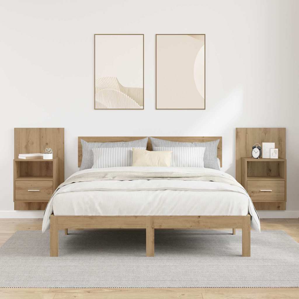 Nachtkastje 2 st Artisan Eiken 50 x 32,5 x 80cm Bewerkt hout – afbeelding 4