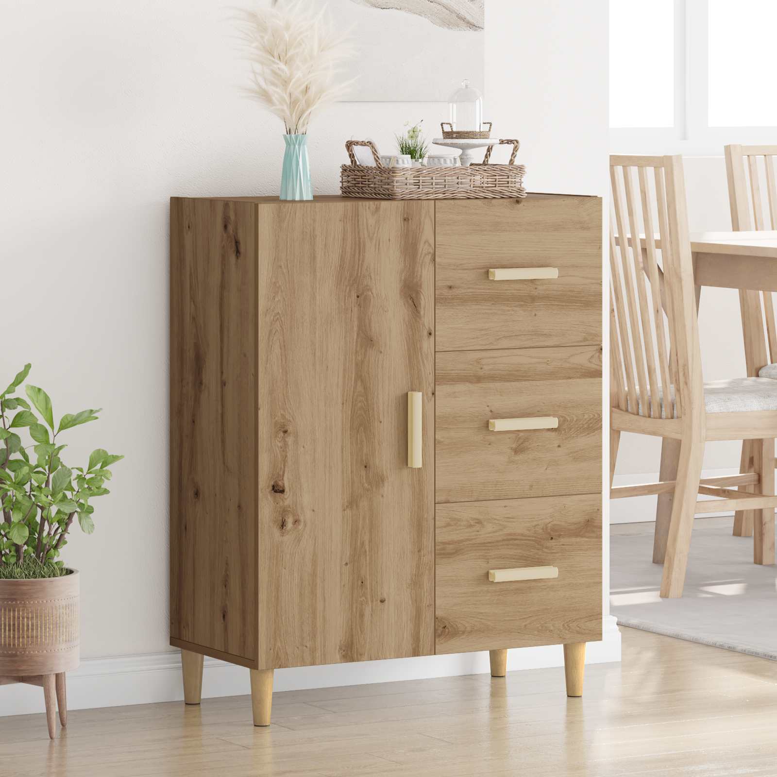 Dressoir Artisan Eiken 34 x 69.5 x 90 cm Bewerkt hout