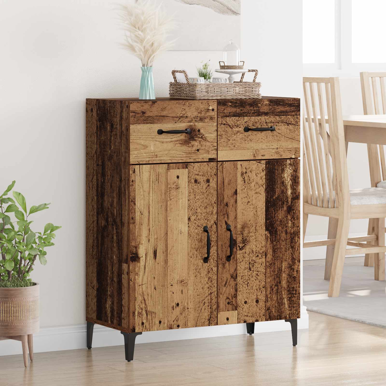 Dressoir met lade Oudhout 69,5 x 34 x 90 cm Bewerkt hout