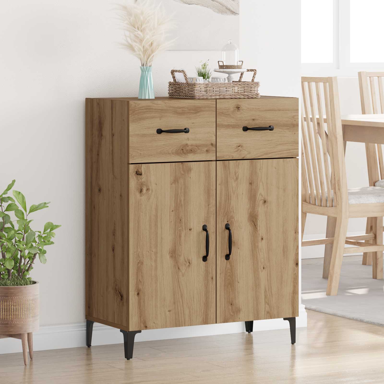 Dressoir Artisan Eiken 69,5 x 34 x 90 cm Bewerkt hout – afbeelding 1