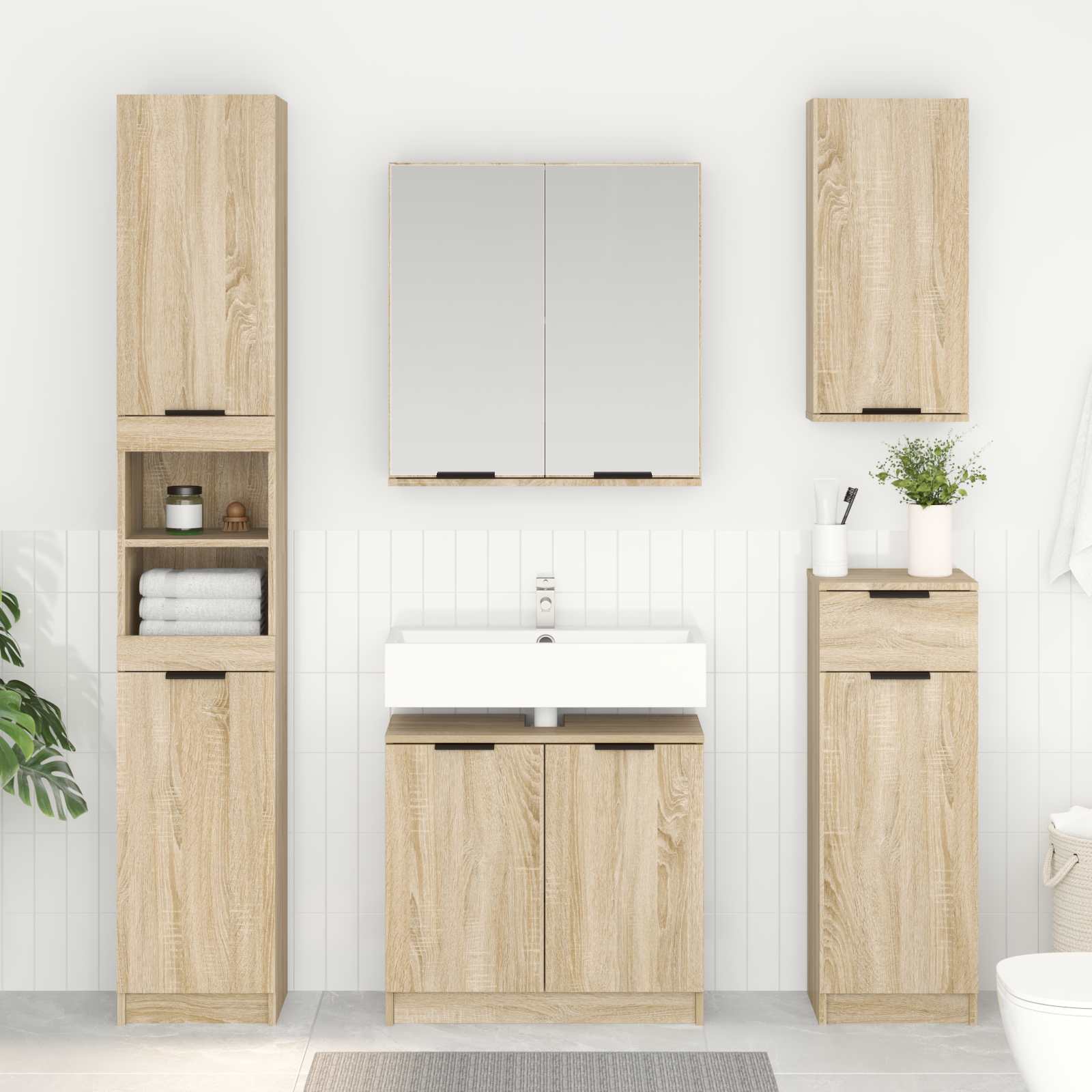 Badkamer Kast Sonoma Eiken 64,5 x 33,5 x 59 cm Bewerkt hout