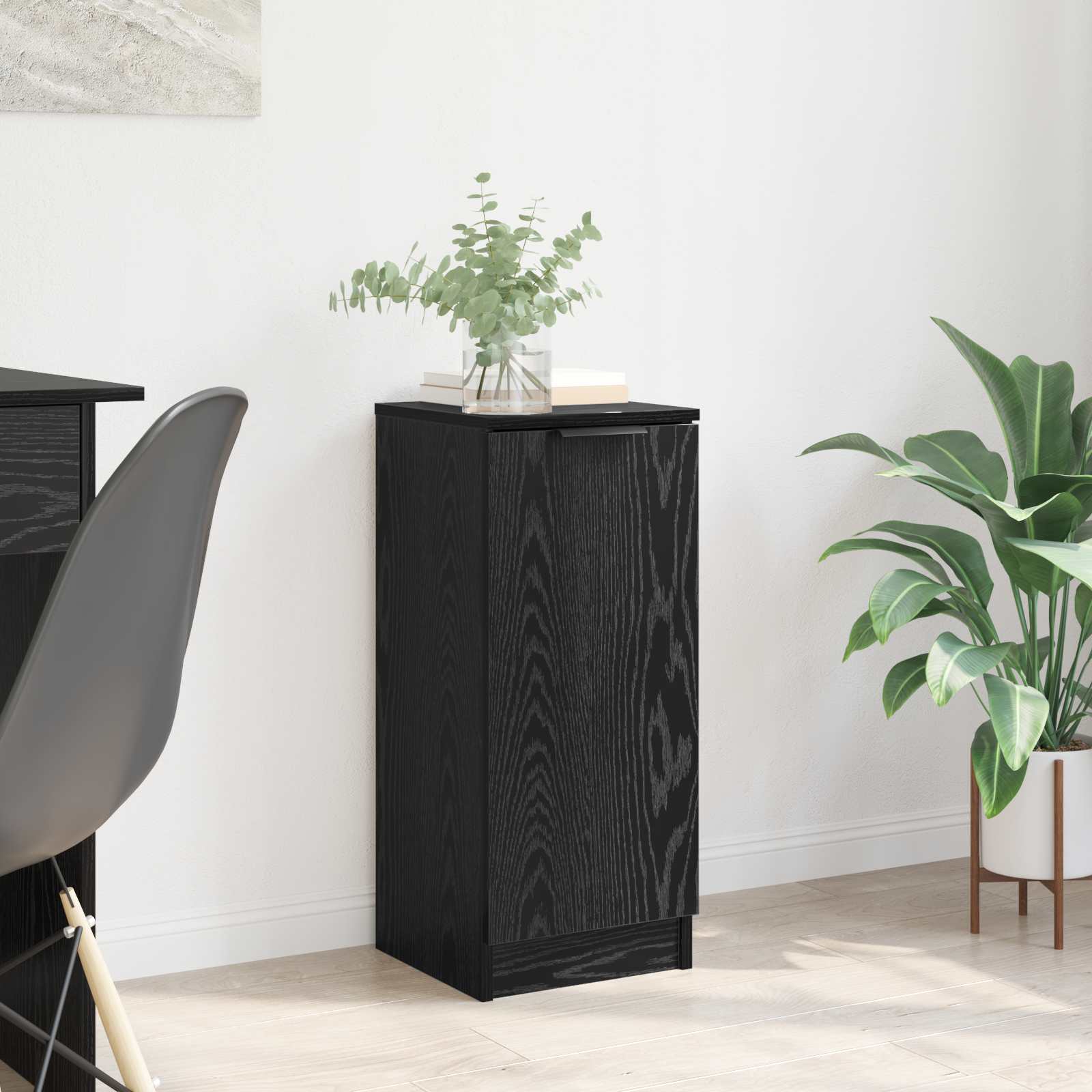 Dressoir Zwart Eiken 30 x 30 x 70 cm Bewerkt hout
