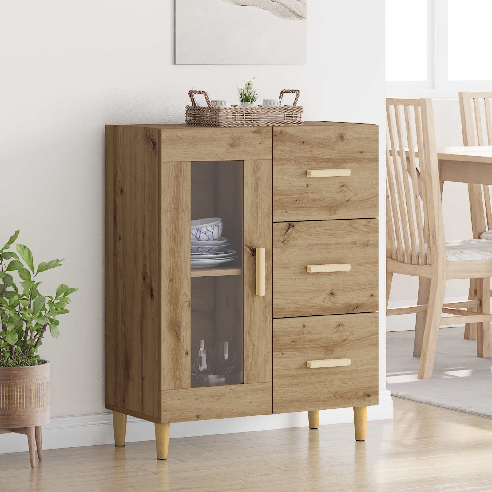 Dressoir Artisan Eiken 69,5 x 34 x 90 cm Bewerkt hout