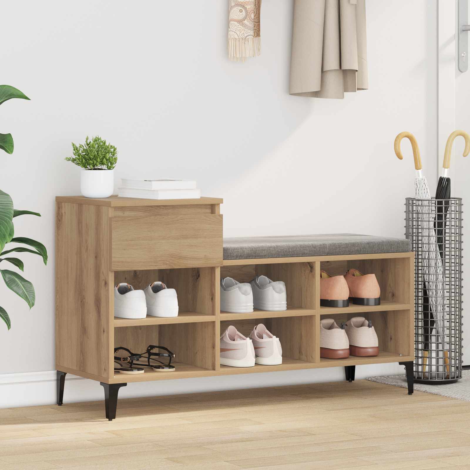 Schoenenkast 102 x 36 x 60 cm Bewerkt hout